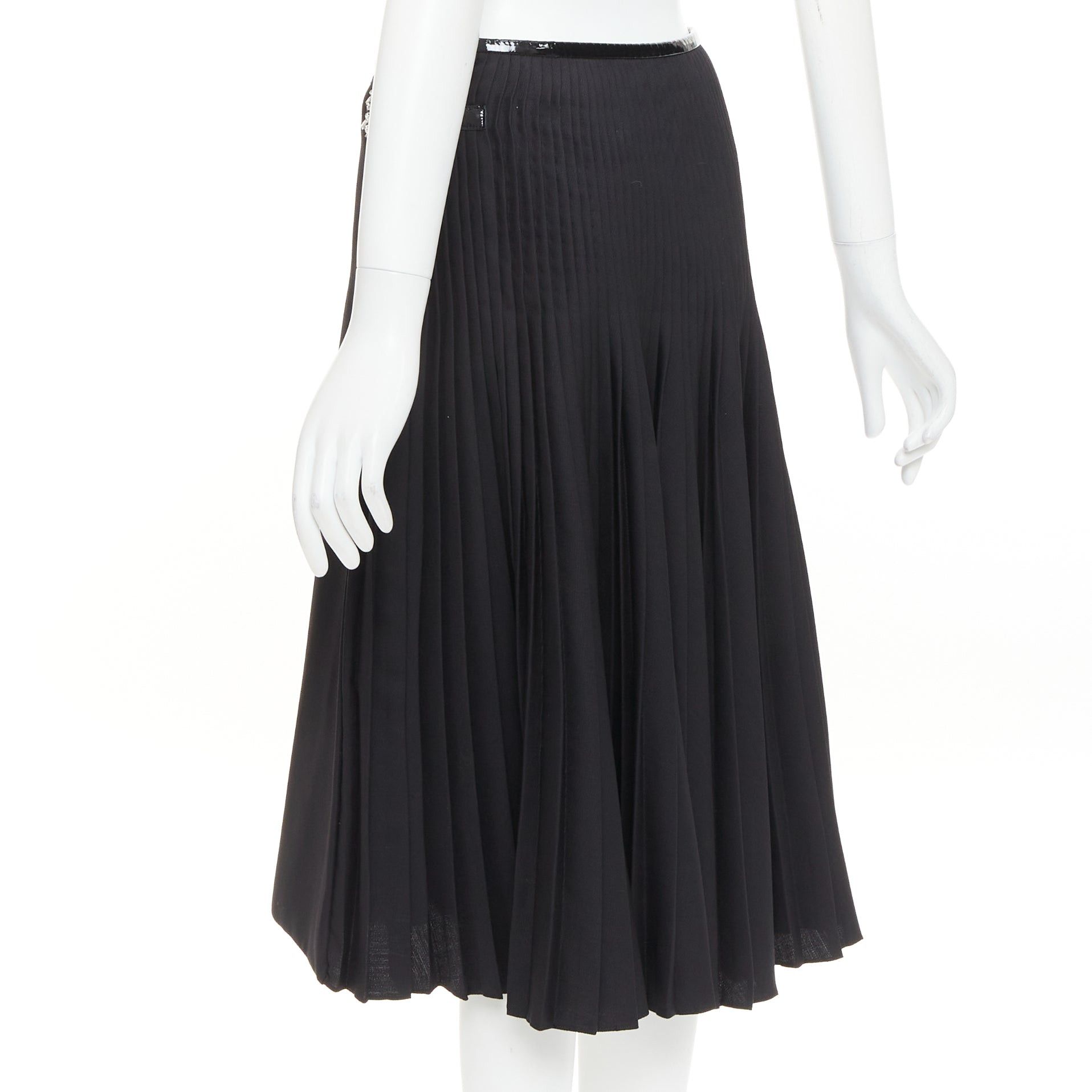 Alexandre Vauthier ALEXANDRE VAUTHIER COUTURE SS2019 Runway black PVC trim crystal buckles wrap pleated skirt Size 25" / US 0 / IT 36 - 6 Thumbnail