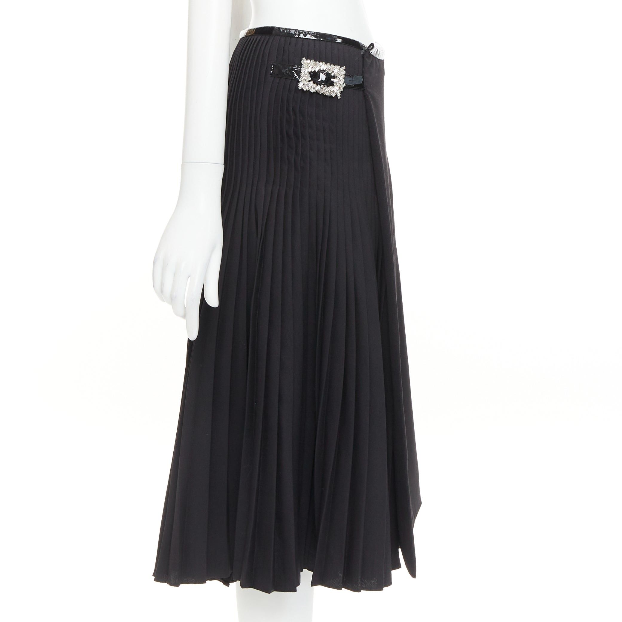 Alexandre Vauthier ALEXANDRE VAUTHIER COUTURE SS2019 Runway black PVC trim crystal buckles wrap pleated skirt Size 25" / US 0 / IT 36 - 4 Thumbnail