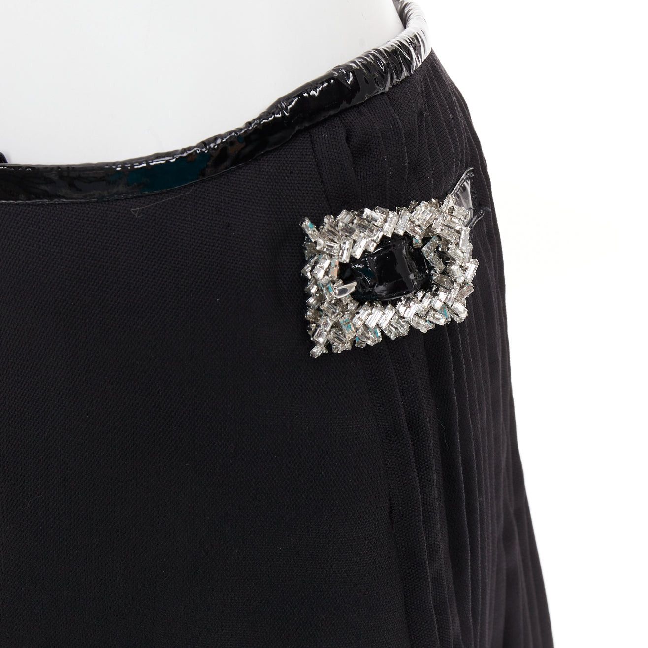 Alexandre Vauthier ALEXANDRE VAUTHIER COUTURE SS2019 Runway black PVC trim crystal buckles wrap pleated skirt Size 25" / US 0 / IT 36 - 2 Thumbnail