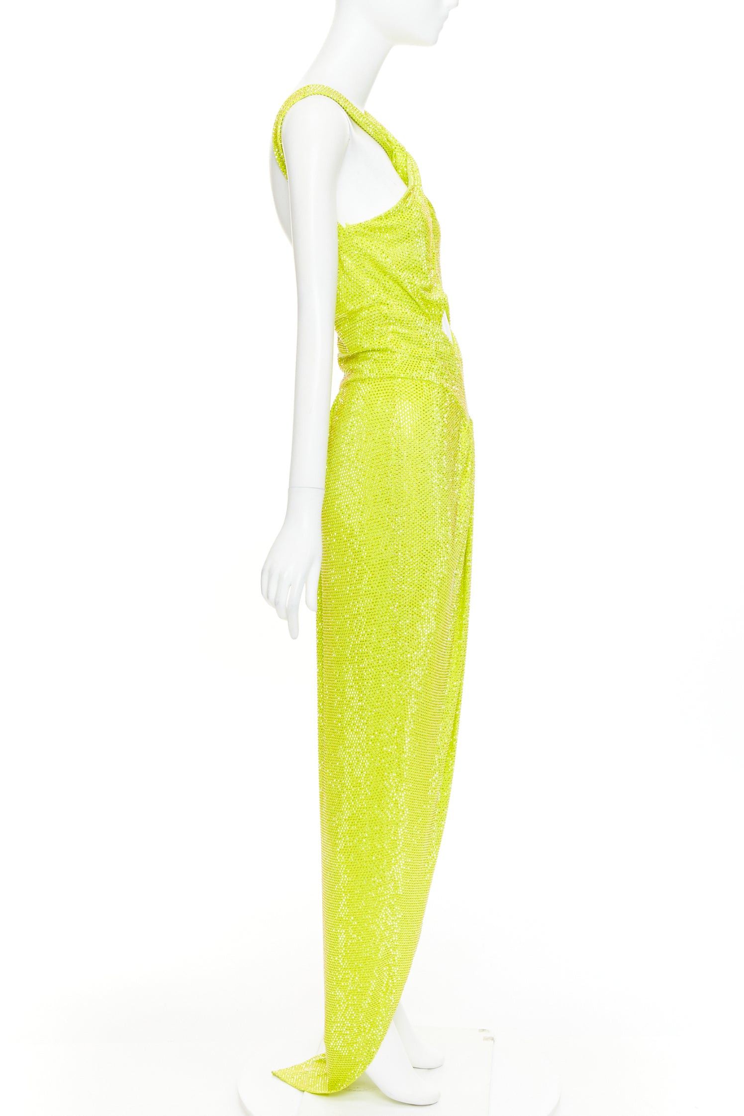 Alexandre Vauthier rare ALEXANDRE VAUTHIER COUTURE AW2023 strass crystal neon yellow cut out halter draped gown Size S / US 4 / IT 40 - 4 Thumbnail