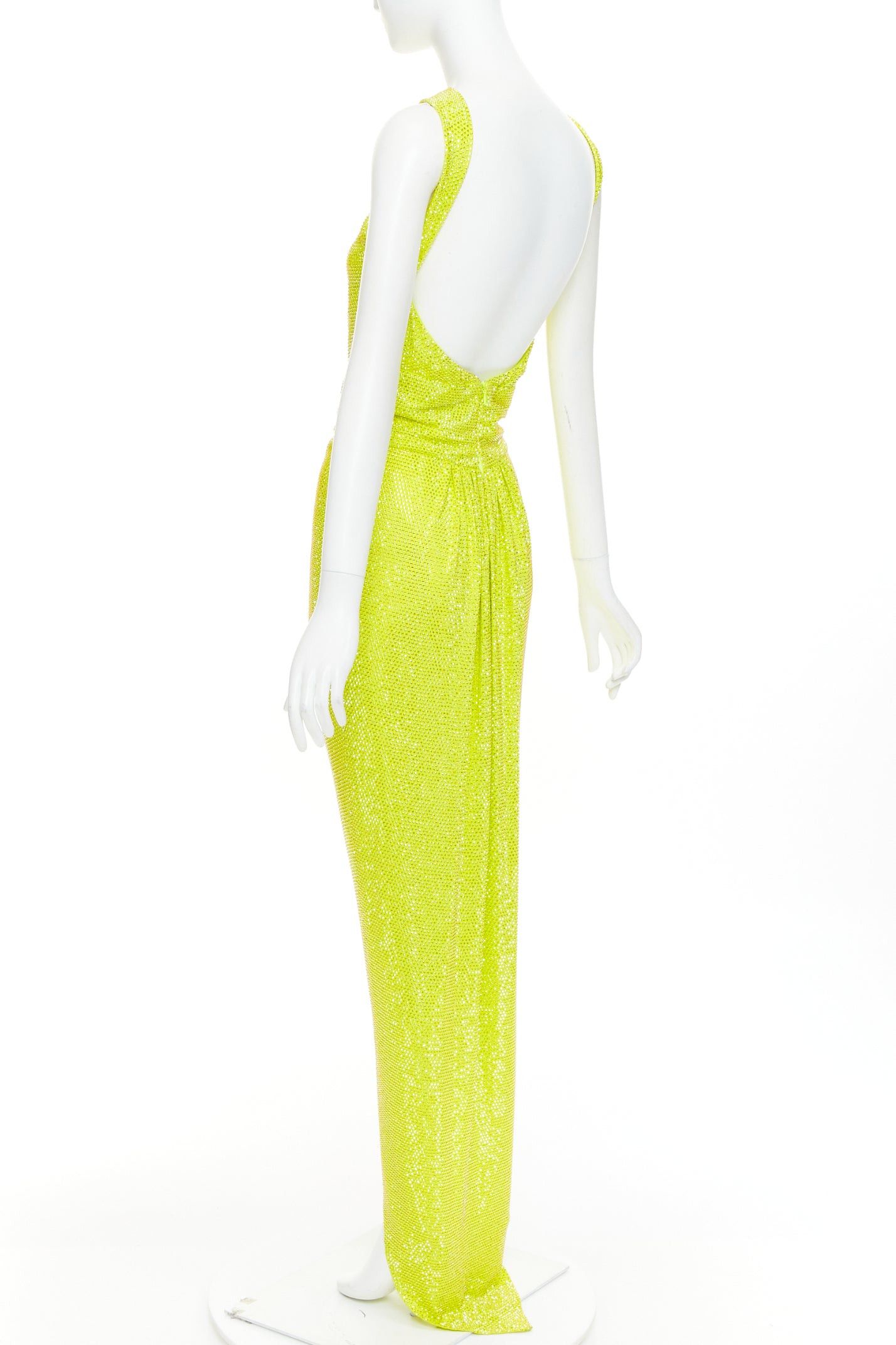 Alexandre Vauthier rare ALEXANDRE VAUTHIER COUTURE AW2023 strass crystal neon yellow cut out halter draped gown Size S / US 4 / IT 40 - 6 Thumbnail