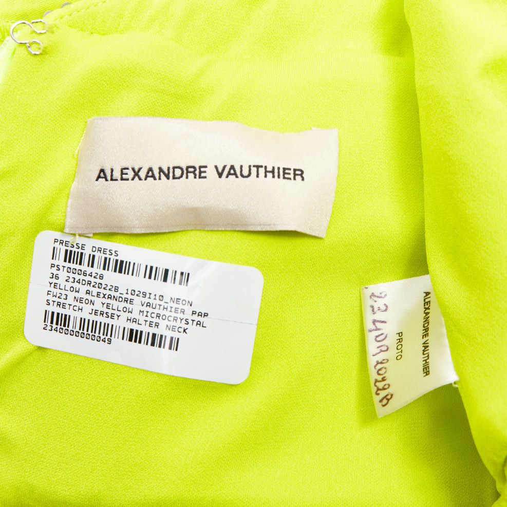 Alexandre Vauthier rare ALEXANDRE VAUTHIER COUTURE AW2023 strass crystal neon yellow cut out halter draped gown Size S / US 4 / IT 40 - 11 Thumbnail