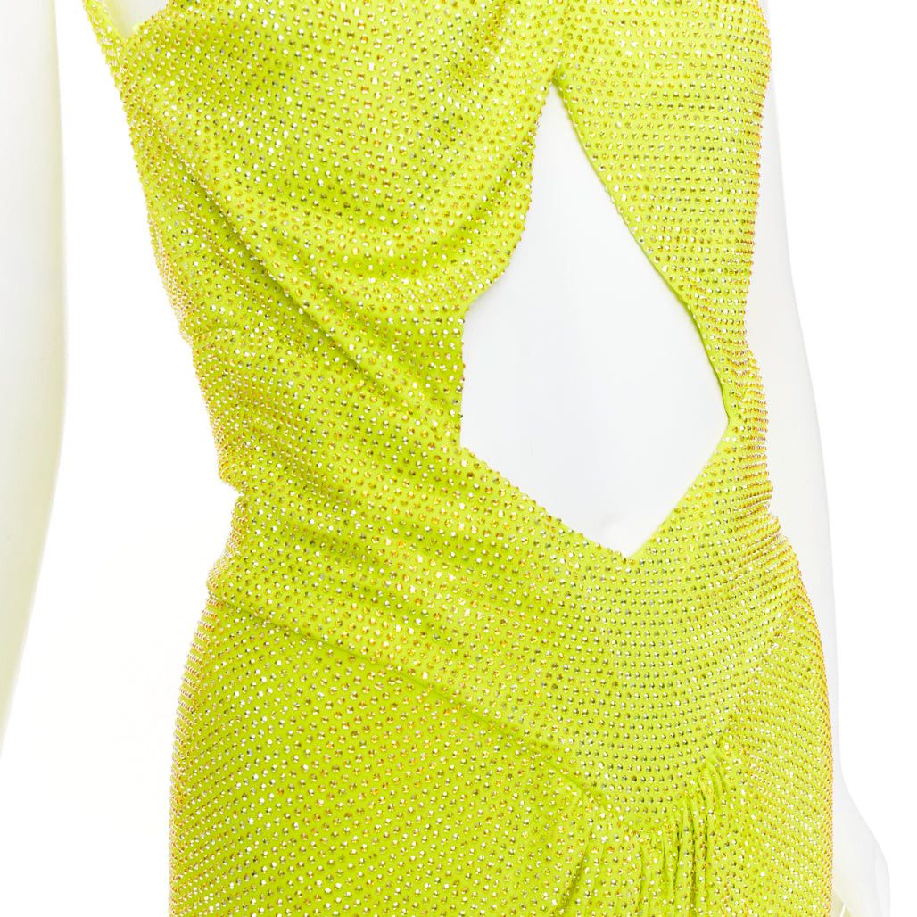 Alexandre Vauthier rare ALEXANDRE VAUTHIER COUTURE AW2023 strass crystal neon yellow cut out halter draped gown Size S / US 4 / IT 40 - 7 Thumbnail