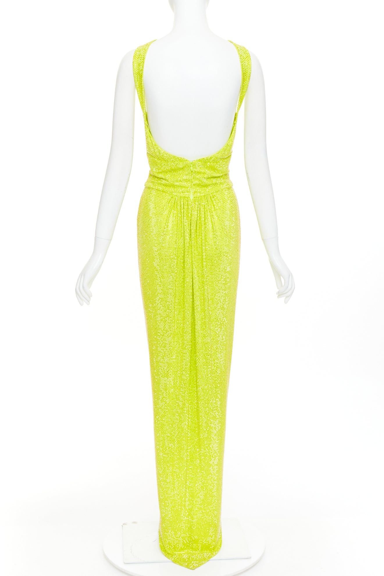 Alexandre Vauthier rare ALEXANDRE VAUTHIER COUTURE AW2023 strass crystal neon yellow cut out halter draped gown Size S / US 4 / IT 40 - 5 Thumbnail