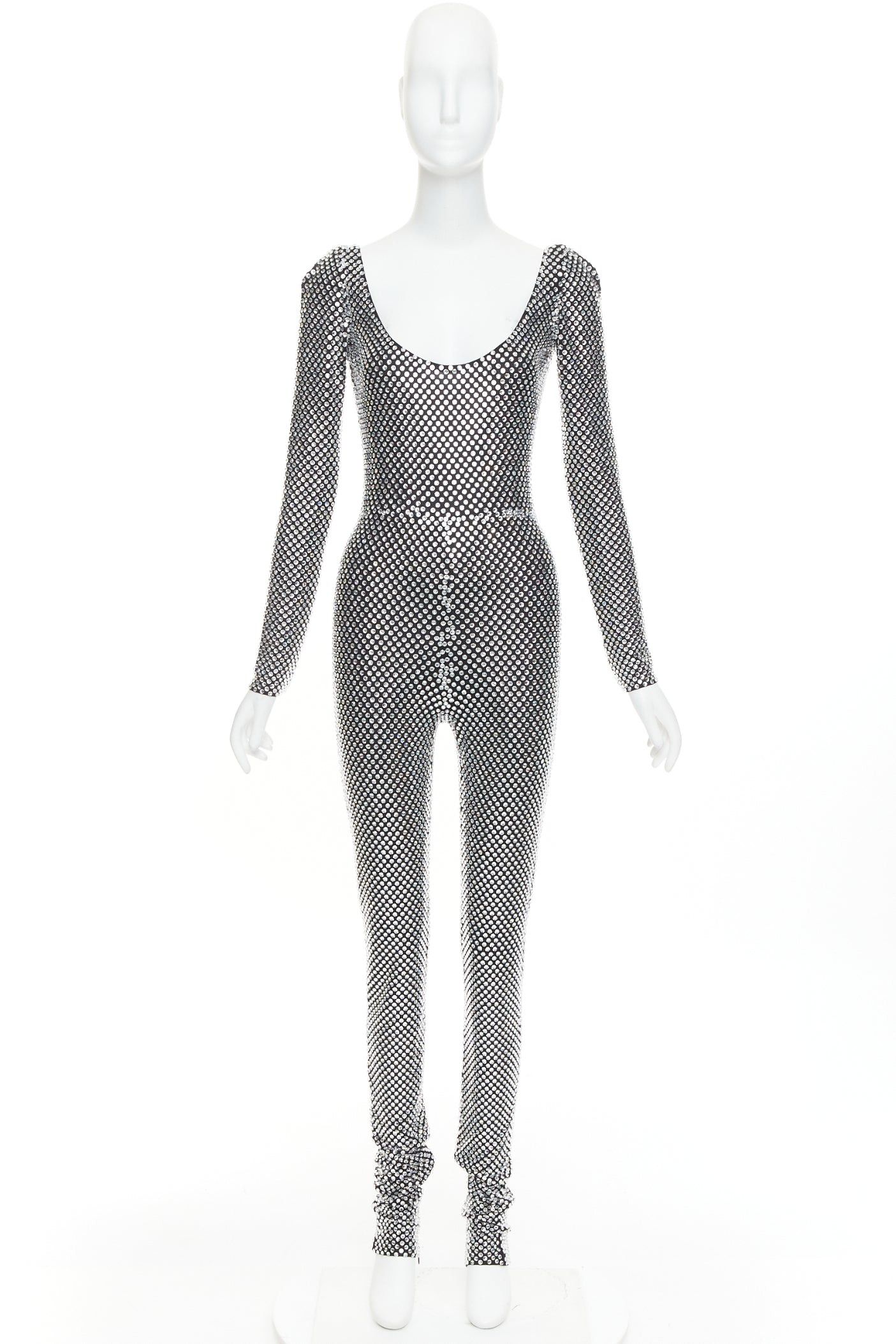 Alexandre Vauthier rare ALEXANDRE VAUTHIER COUTURE SS2021 Runway silver large strass crystal scoop neck jumpsuit Size 26" / US 2 / IT 38 - 12 Thumbnail