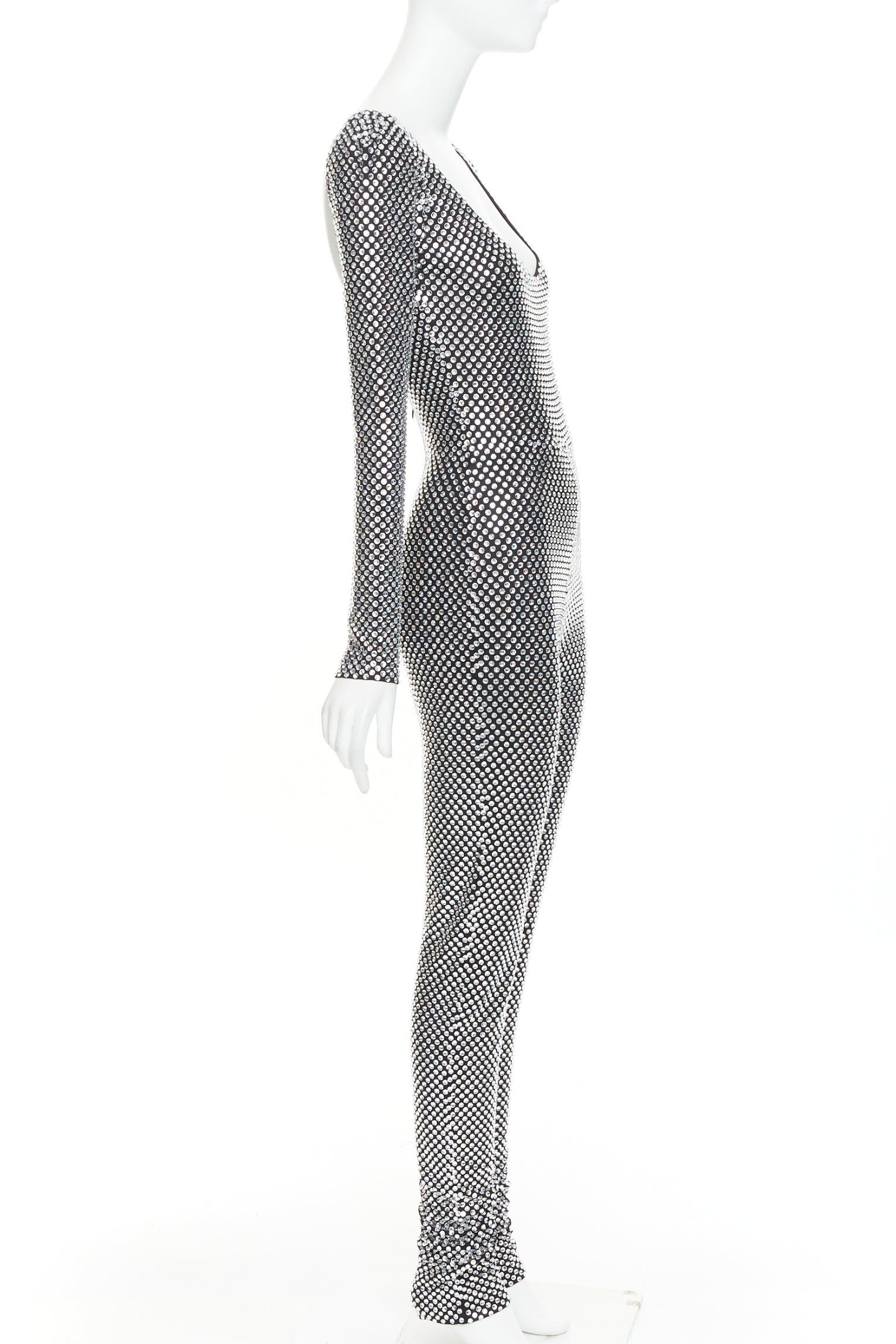 Alexandre Vauthier rare ALEXANDRE VAUTHIER COUTURE SS2021 Runway silver large strass crystal scoop neck jumpsuit Size 26" / US 2 / IT 38 - 4 Thumbnail