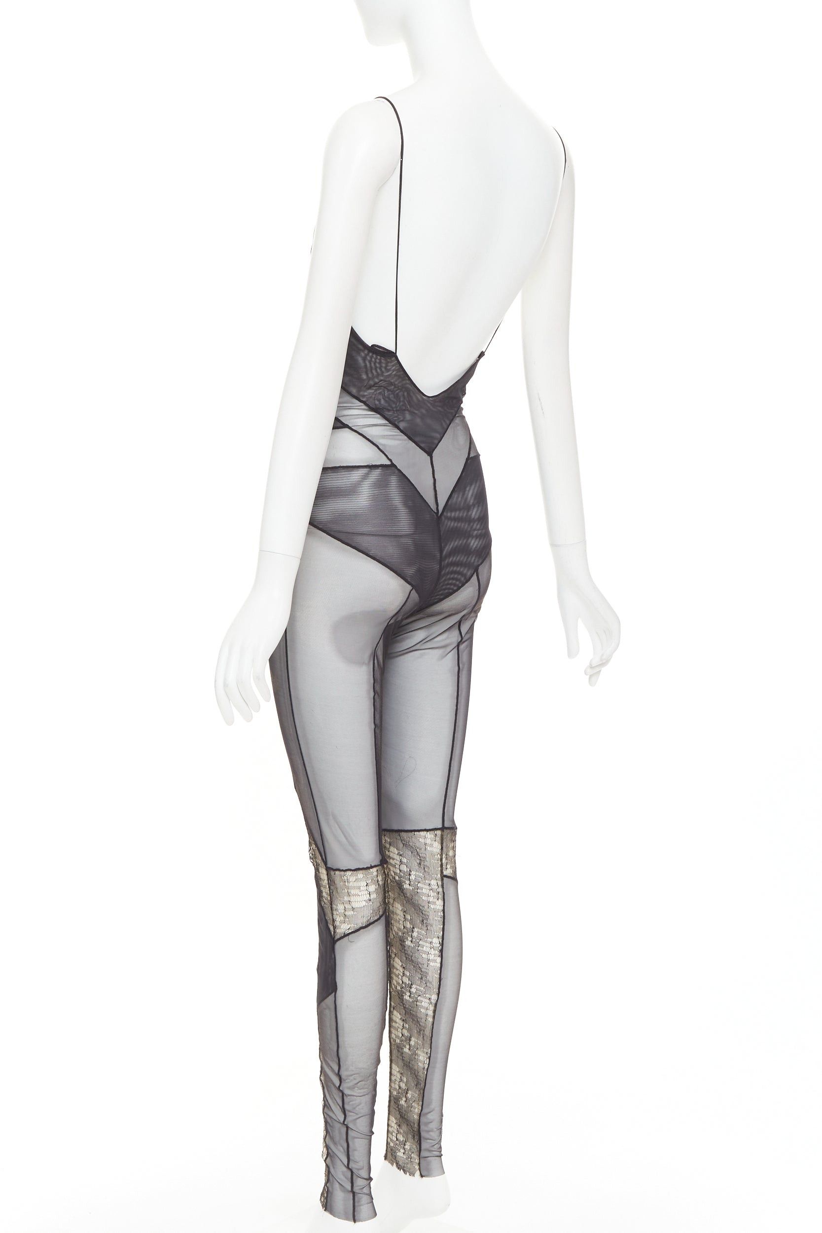 Alexandre Vauthier rare ALEXANDRE VAUTHIER COUTURE SS2014 Runway black lace panelled sheer catsuit Size 26" / US 2 / IT 38 - 6 Thumbnail