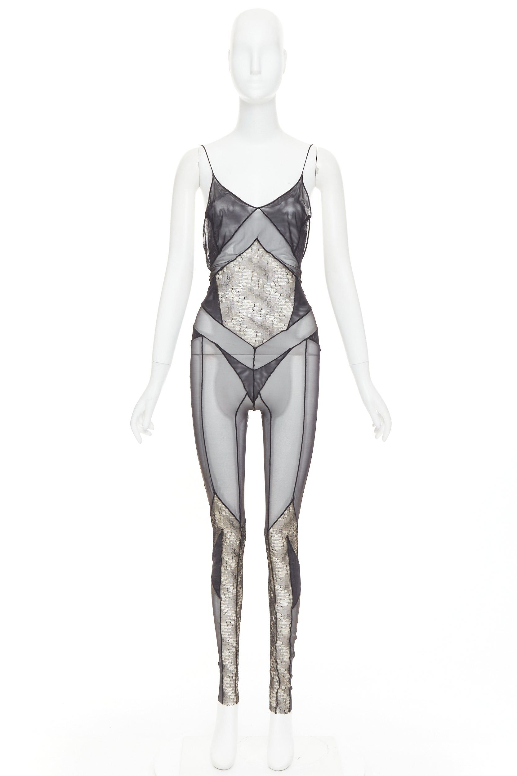 Alexandre Vauthier rare ALEXANDRE VAUTHIER COUTURE SS2014 Runway black lace panelled sheer catsuit Size 26" / US 2 / IT 38 - 12 Thumbnail