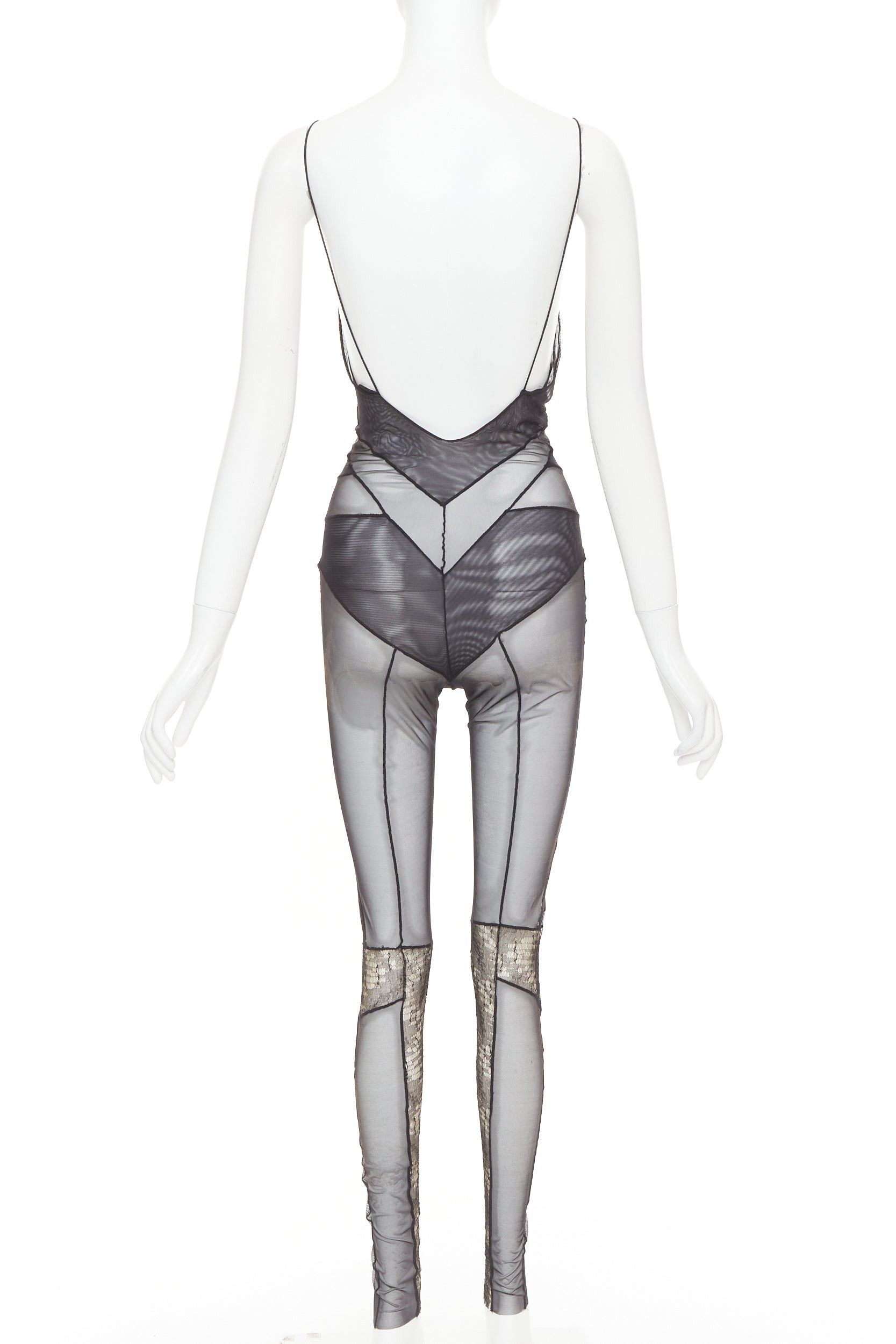 Alexandre Vauthier rare ALEXANDRE VAUTHIER COUTURE SS2014 Runway black lace panelled sheer catsuit Size 26" / US 2 / IT 38 - 5 Thumbnail