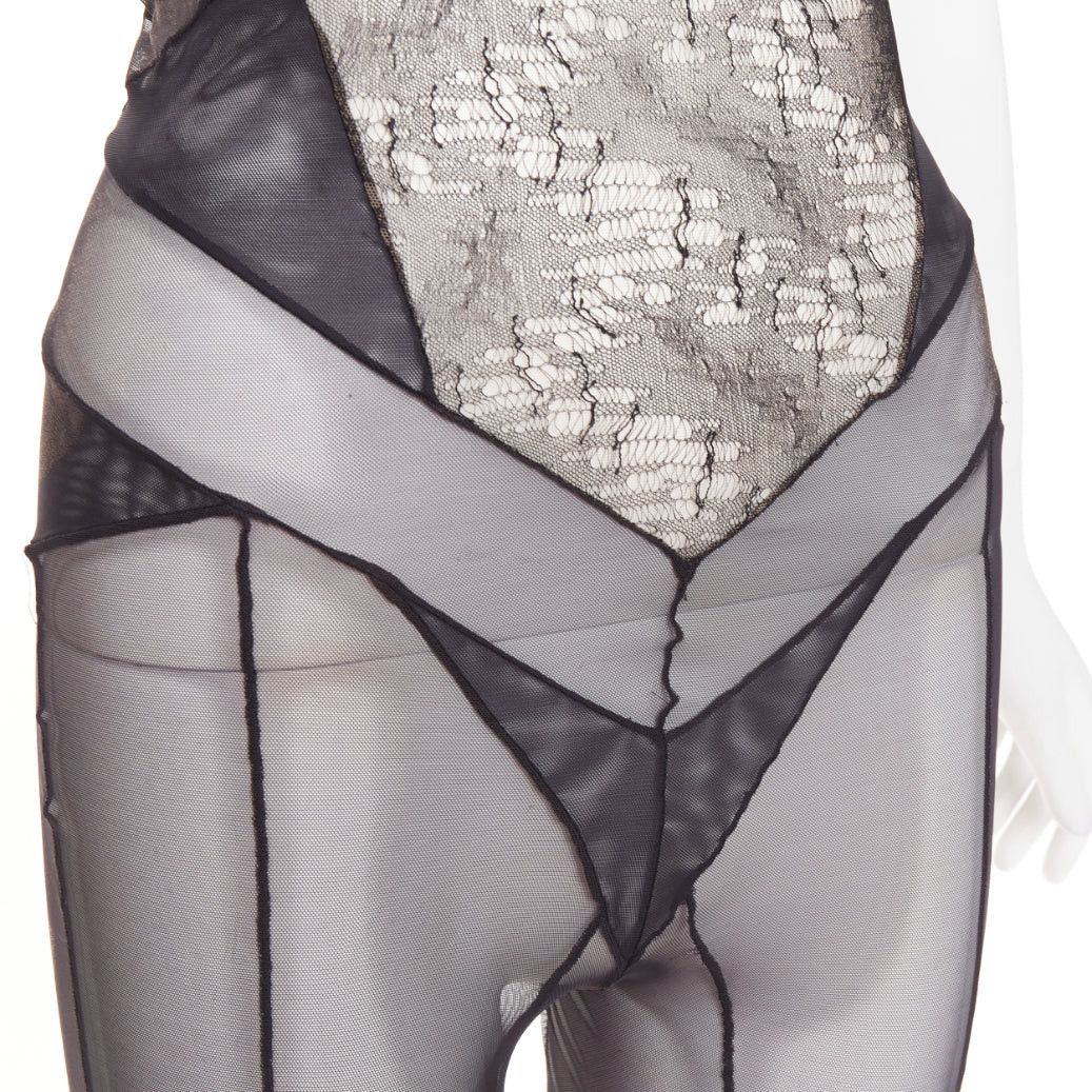Alexandre Vauthier rare ALEXANDRE VAUTHIER COUTURE SS2014 Runway black lace panelled sheer catsuit Size 26" / US 2 / IT 38 - 2 Thumbnail