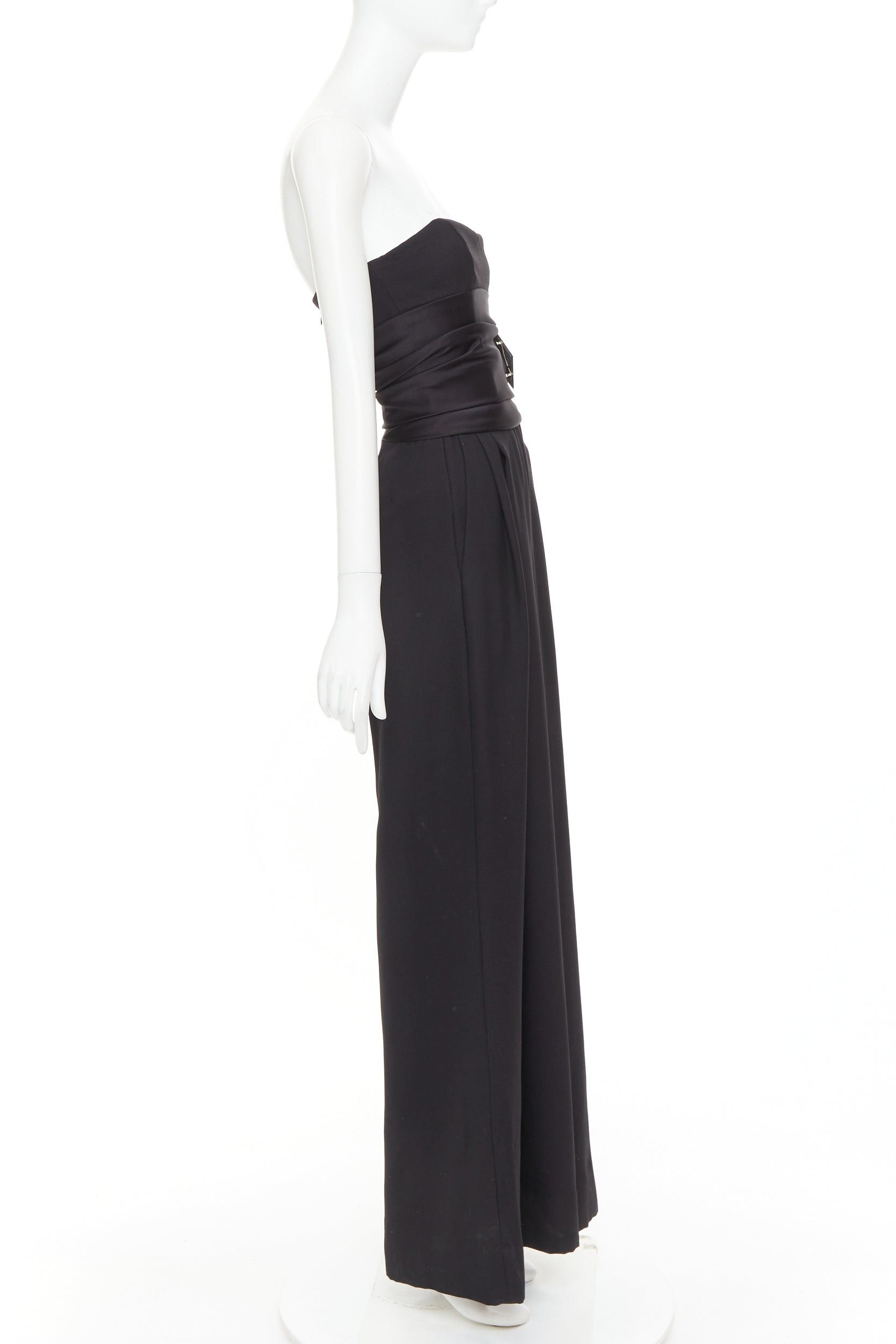 Alexandre Vauthier ALEXANDRE VAUTHIER COUTURE black crystal pave brooch strapless wide leg jumpsuit Size 26" / US 2 / IT 38 - 4 Thumbnail