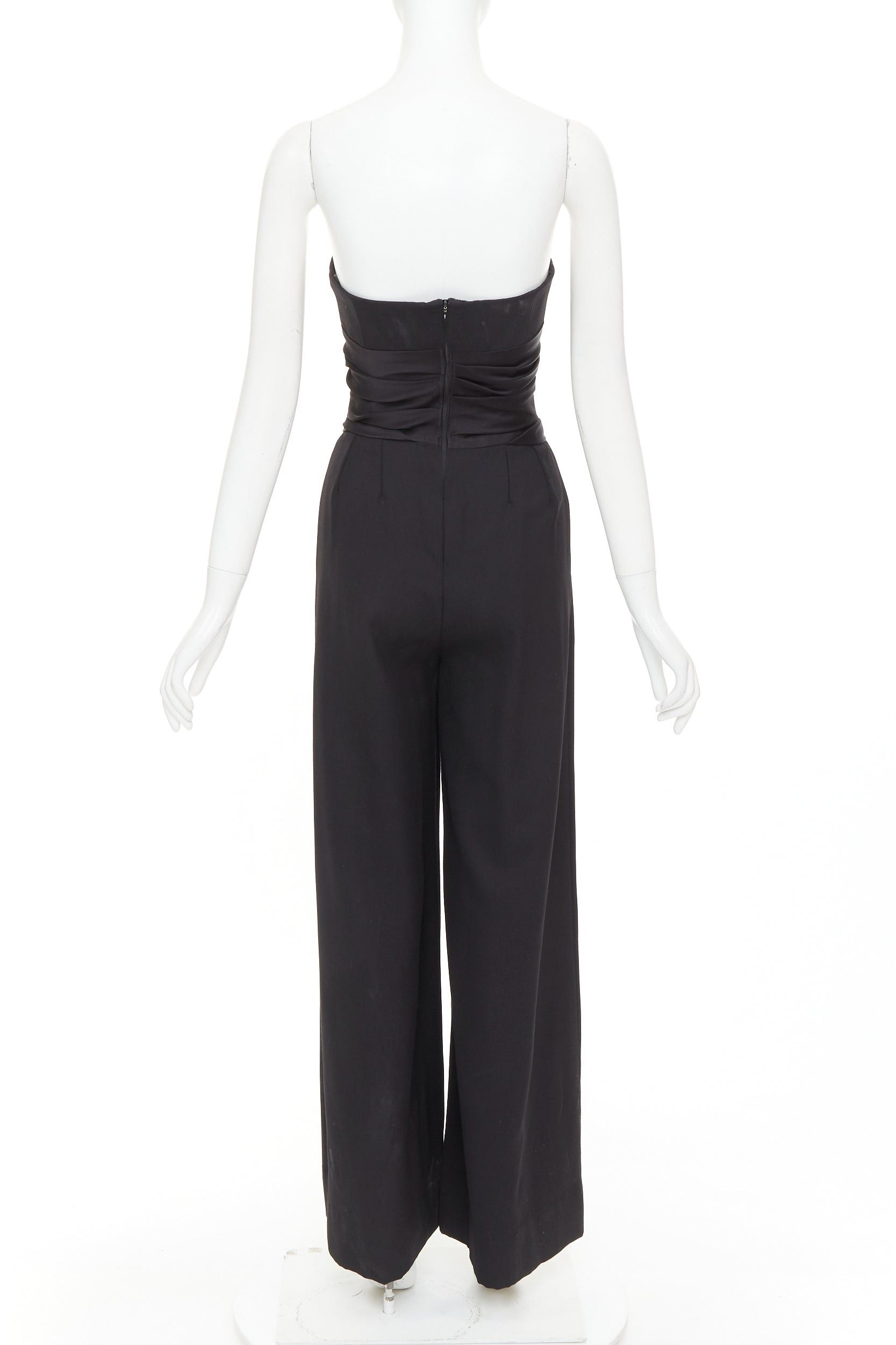 Alexandre Vauthier ALEXANDRE VAUTHIER COUTURE black crystal pave brooch strapless wide leg jumpsuit Size 26" / US 2 / IT 38 - 5 Thumbnail
