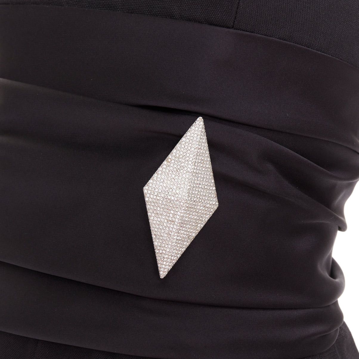 Alexandre Vauthier ALEXANDRE VAUTHIER COUTURE black crystal pave brooch strapless wide leg jumpsuit Size 26" / US 2 / IT 38 - 2 Thumbnail