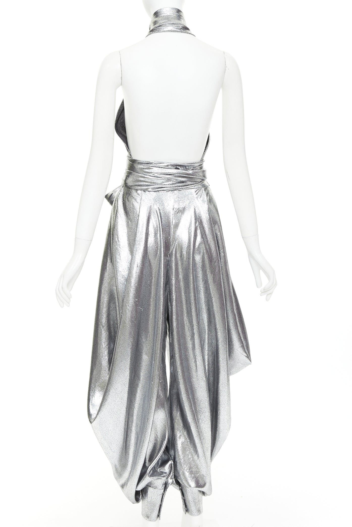 Alexandre Vauthier ALEXANDRE VAUTHIER COUTURE SS2021 Runway silver lame halter bloomer pants set Size 26" / US 2 / IT 38 - 4 Thumbnail