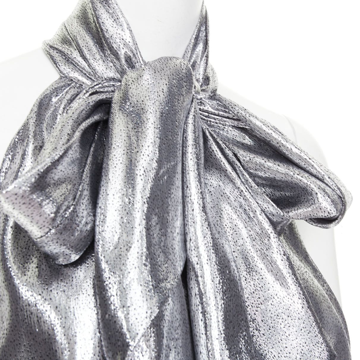 Alexandre Vauthier ALEXANDRE VAUTHIER COUTURE SS2021 Runway silver lame halter bloomer pants set Size 26" / US 2 / IT 38 - 10 Thumbnail
