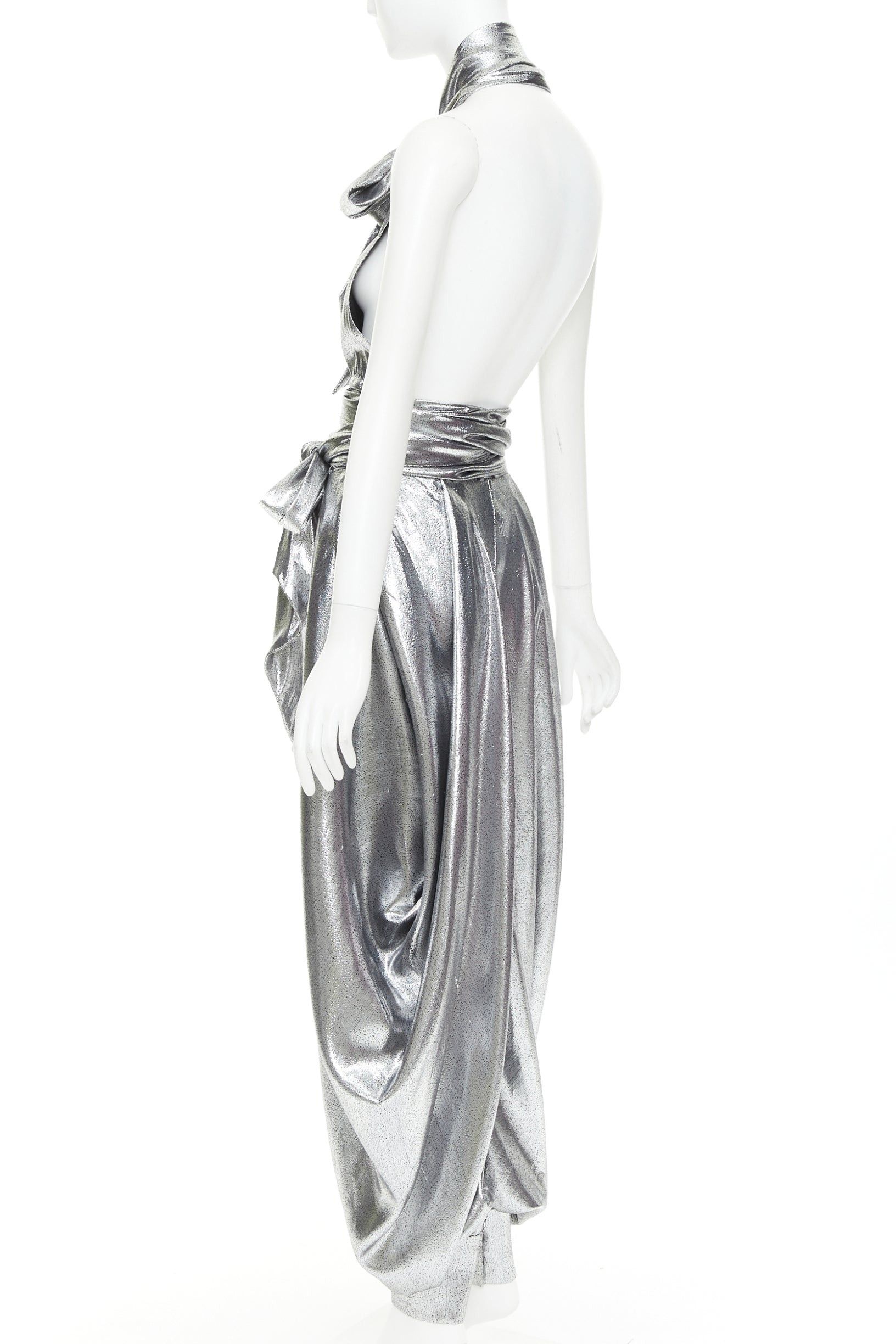 Alexandre Vauthier ALEXANDRE VAUTHIER COUTURE SS2021 Runway silver lame halter bloomer pants set Size 26" / US 2 / IT 38 - 5 Thumbnail