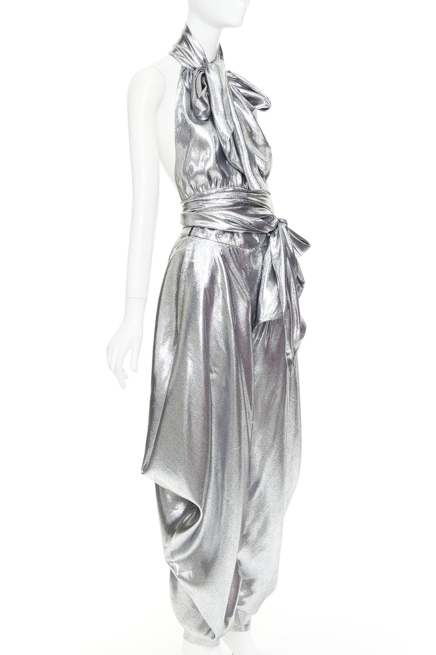 Alexandre Vauthier ALEXANDRE VAUTHIER COUTURE SS2021 Runway silver lame halter bloomer pants set Size 26" / US 2 / IT 38 - 2 Thumbnail