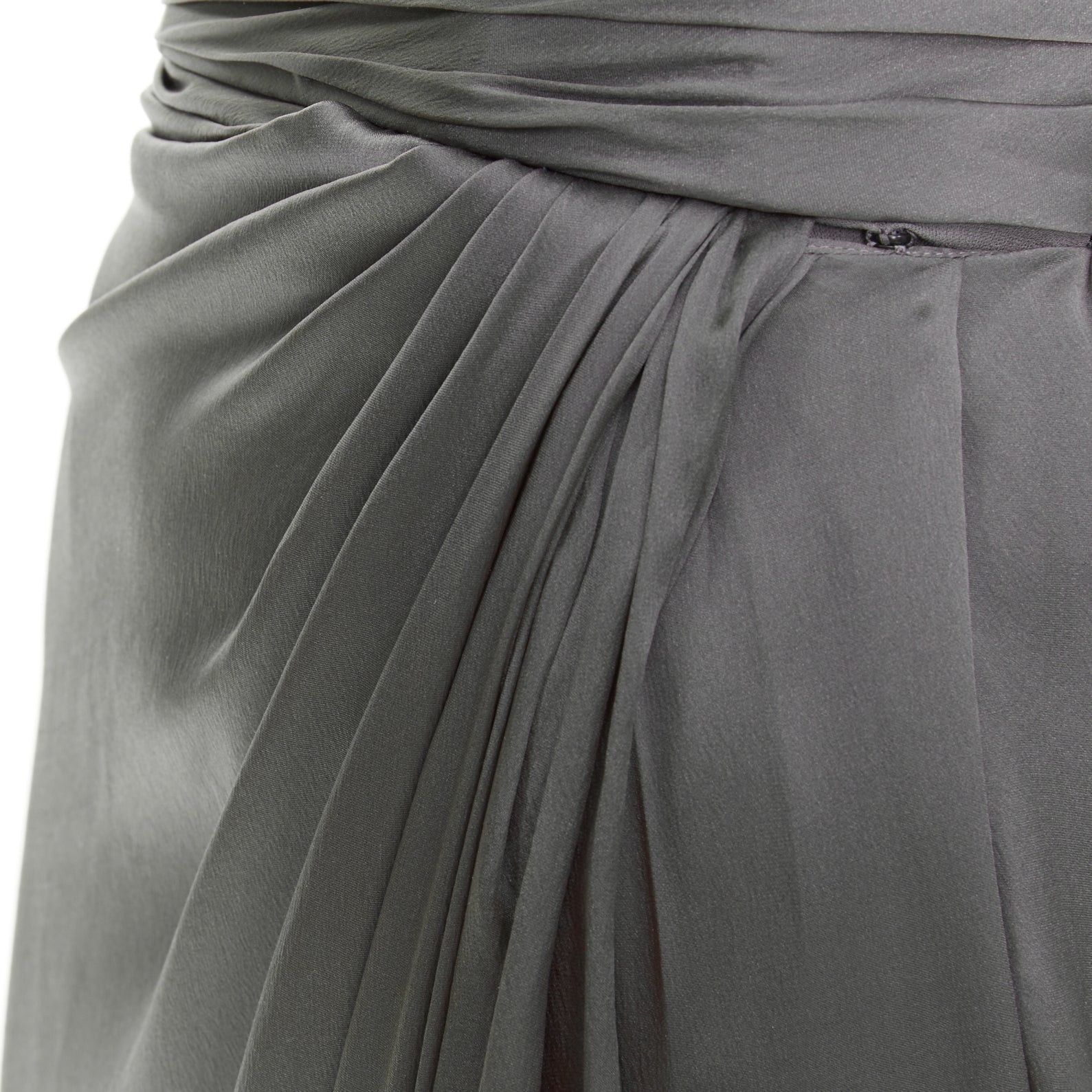 Alexandre Vauthier ALEXANDRE VAUTHIER COUTURE steel grey ruched draped strapless high slit gown Size S / US 4 / IT 40 - 9 Thumbnail