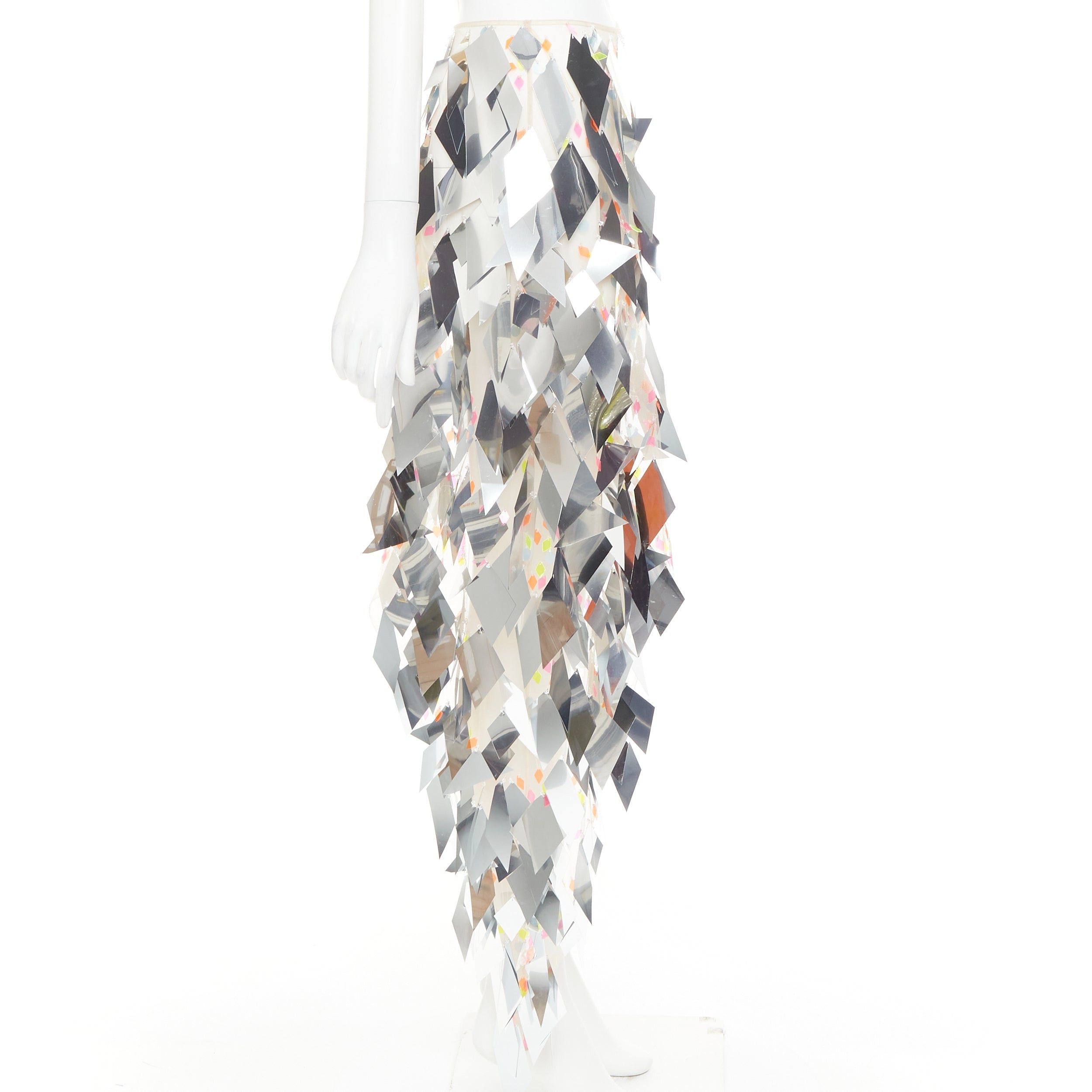 Alexandre Vauthier ALEXANDRE VAUTHIER COUTURE SS2023 Runway hand embellished silver paillettes bead asymmetric skirt Size 25" / US 0 / IT 36 - 4 Thumbnail