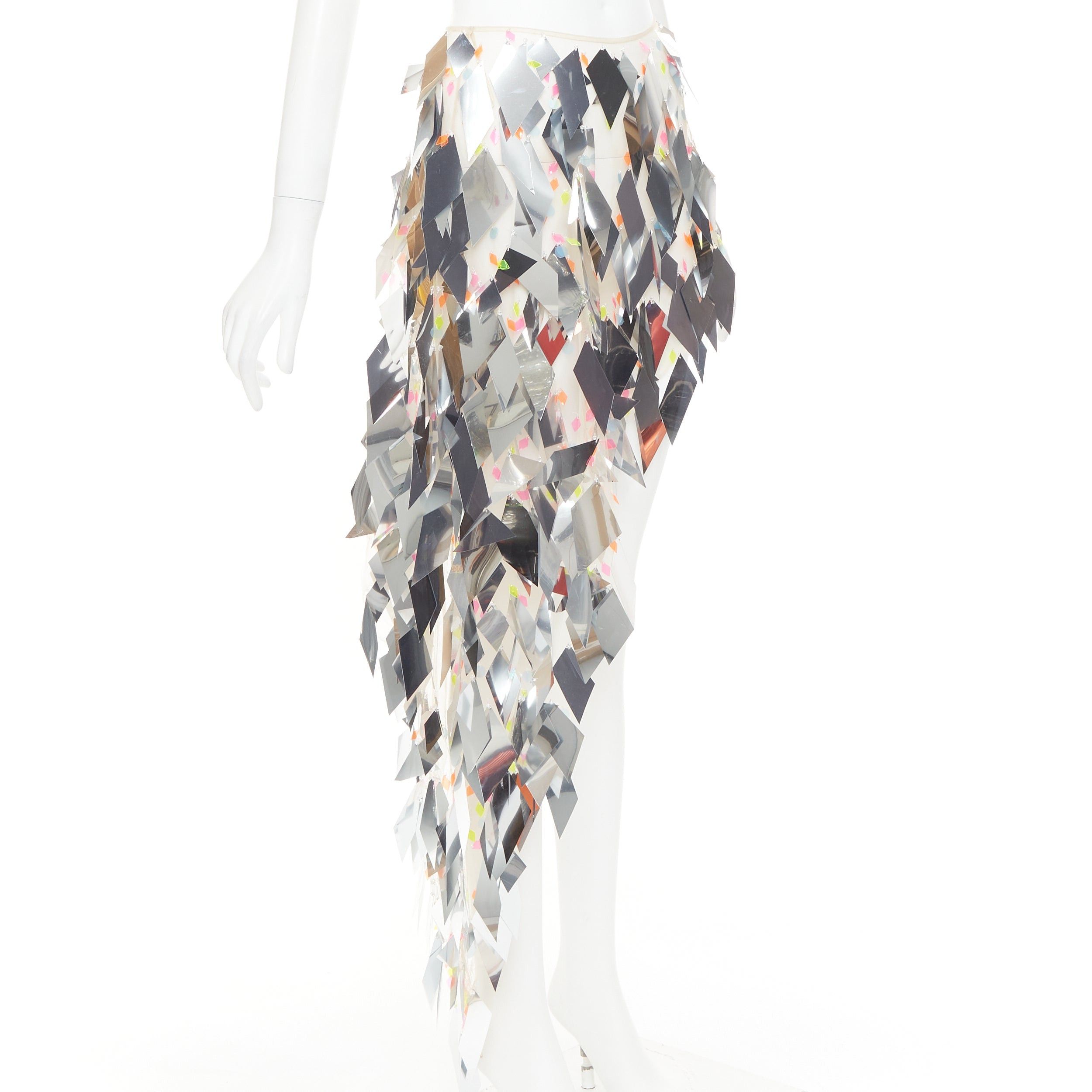 Alexandre Vauthier ALEXANDRE VAUTHIER COUTURE SS2023 Runway hand embellished silver paillettes bead asymmetric skirt Size 25" / US 0 / IT 36 - 3 Thumbnail