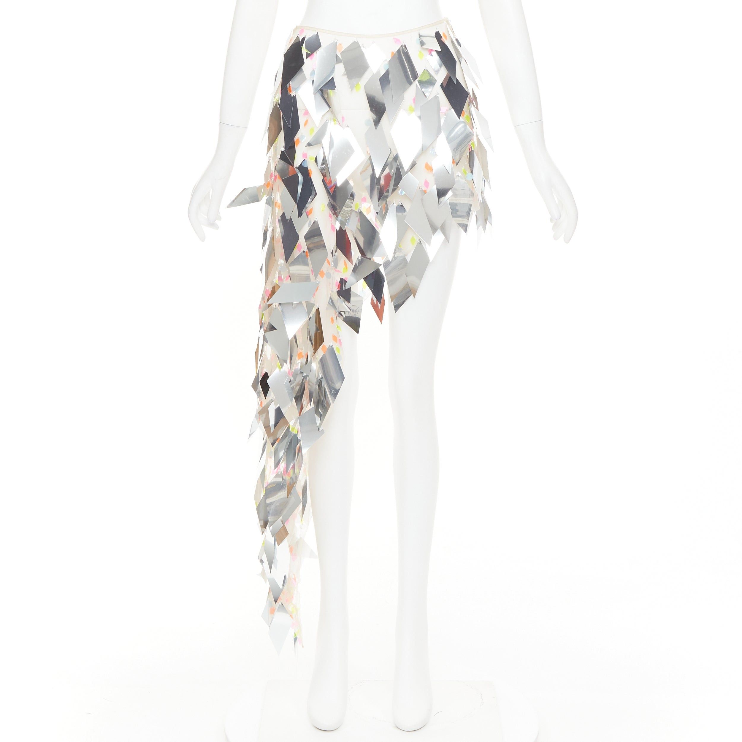 Alexandre Vauthier ALEXANDRE VAUTHIER COUTURE SS2023 Runway hand embellished silver paillettes bead asymmetric skirt Size 25" / US 0 / IT 36 - 9 Thumbnail
