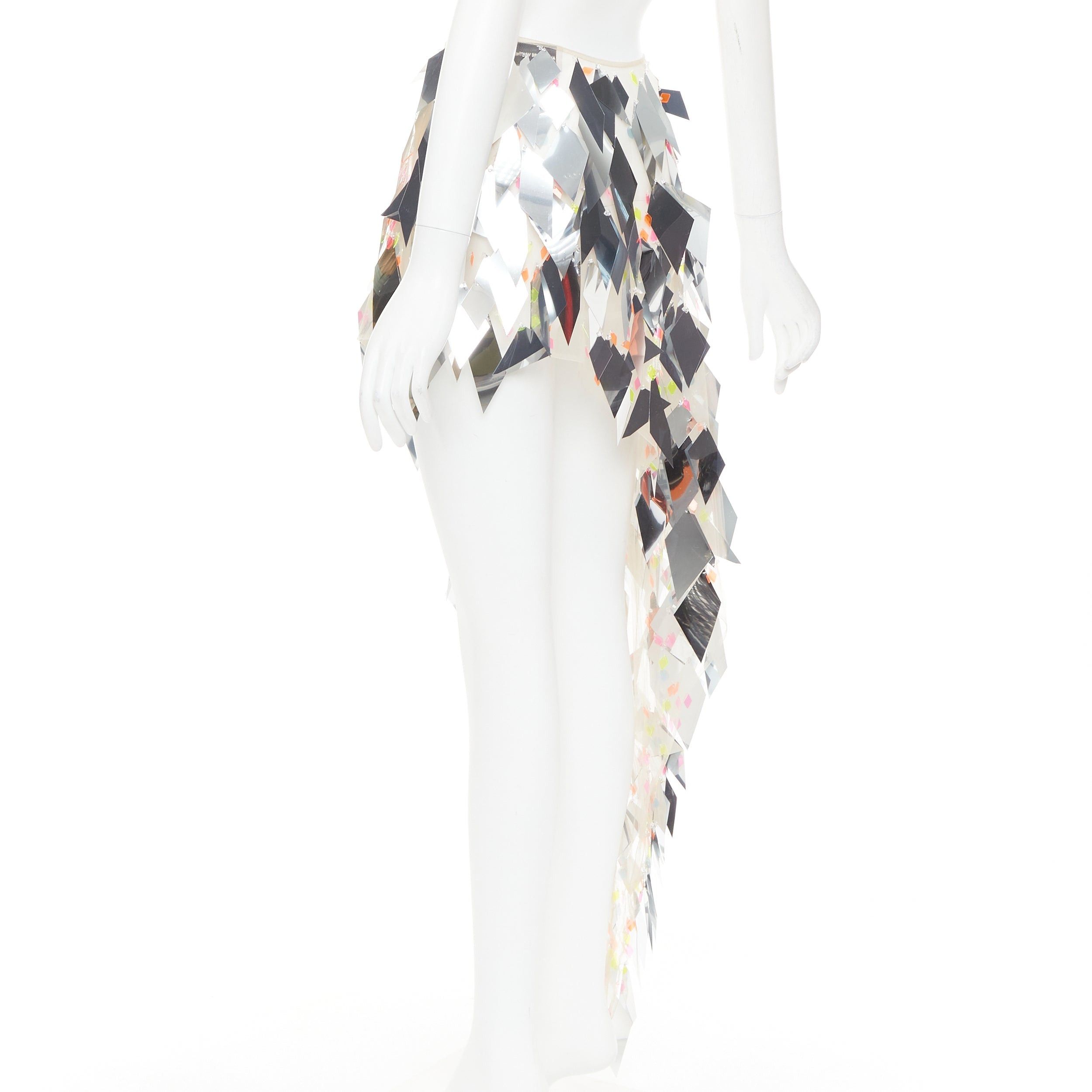 Alexandre Vauthier ALEXANDRE VAUTHIER COUTURE SS2023 Runway hand embellished silver paillettes bead asymmetric skirt Size 25" / US 0 / IT 36 - 6 Thumbnail