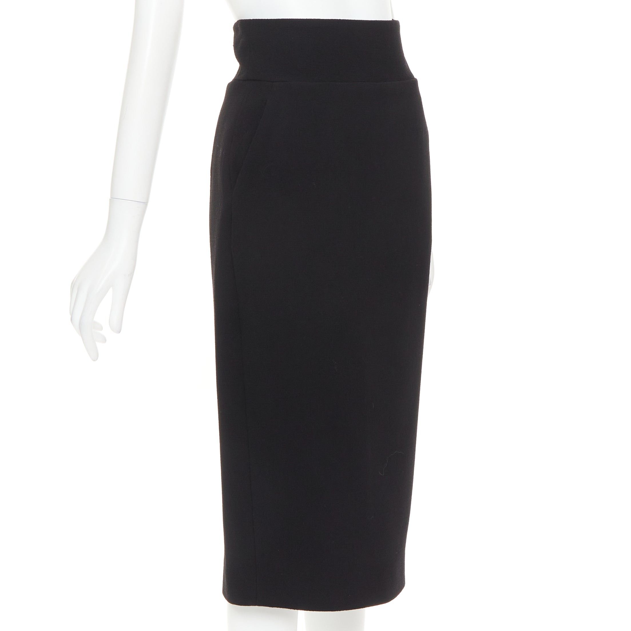 Alexandre Vauthier ALEXANDRE VAUTHIER black wool crepe high waisted back slit pencil skirt Size 25" / US 0 / IT 36 - 3 Thumbnail