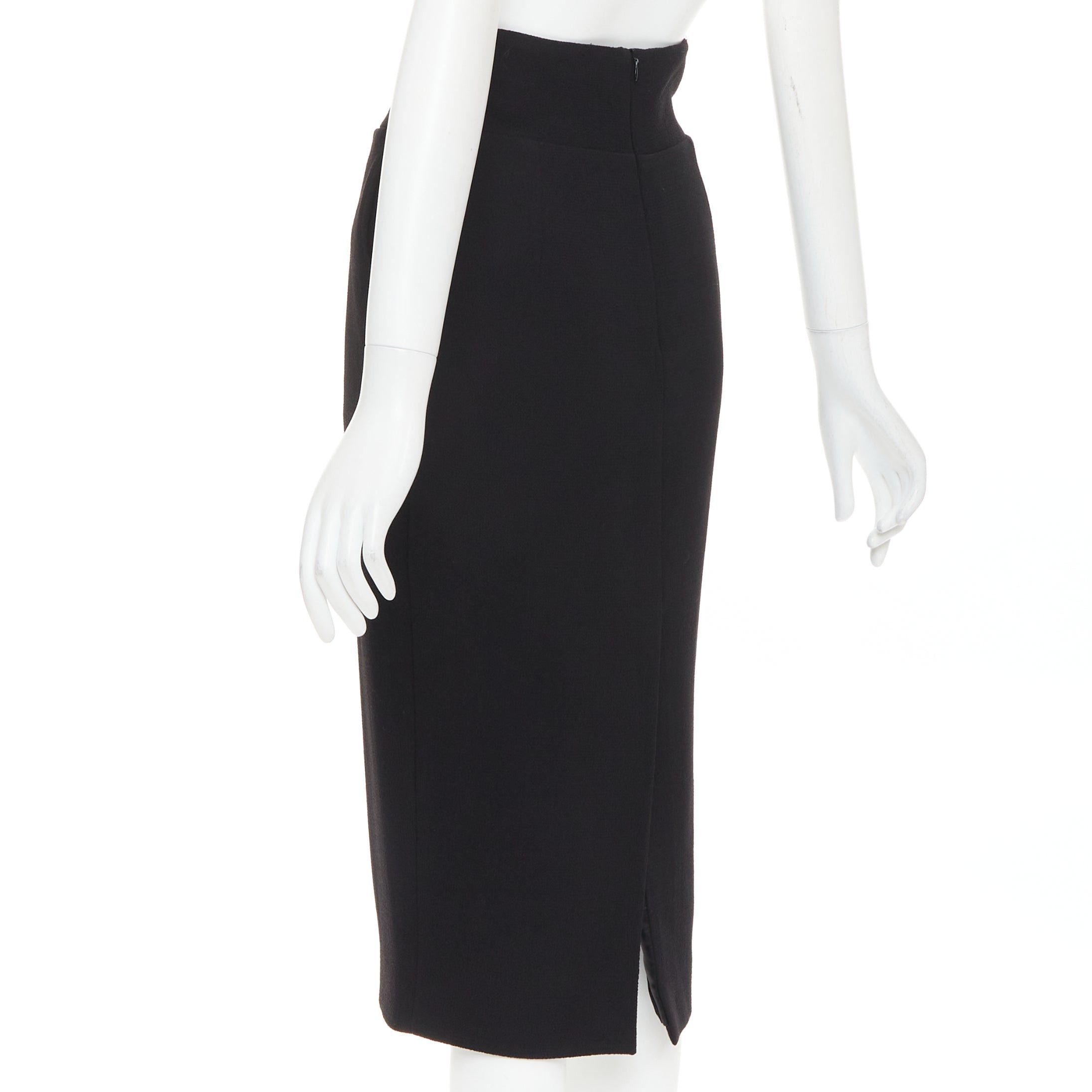 Alexandre Vauthier ALEXANDRE VAUTHIER black wool crepe high waisted back slit pencil skirt Size 25" / US 0 / IT 36 - 6 Thumbnail