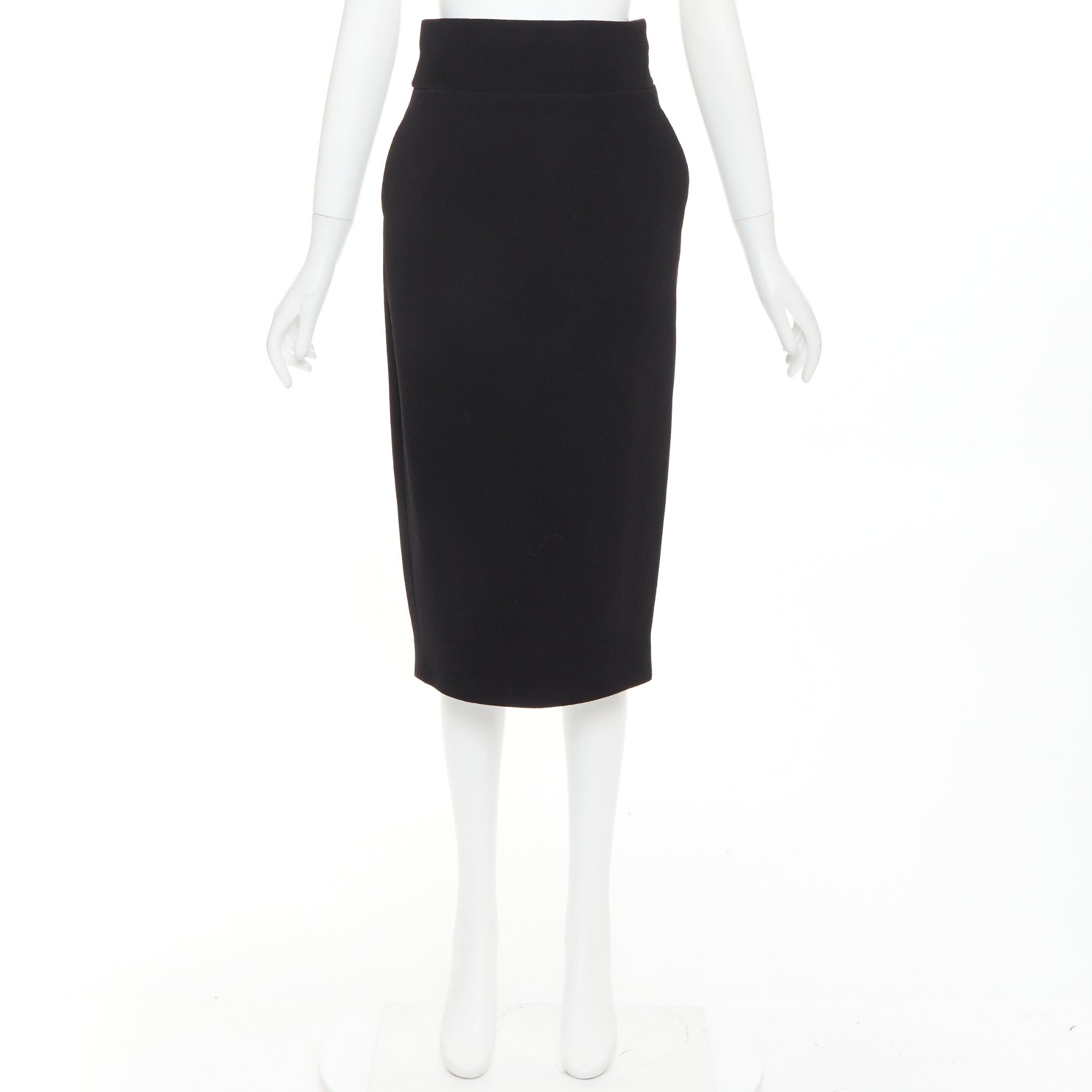 Alexandre Vauthier ALEXANDRE VAUTHIER black wool crepe high waisted back slit pencil skirt Size 25" / US 0 / IT 36 - 10 Thumbnail