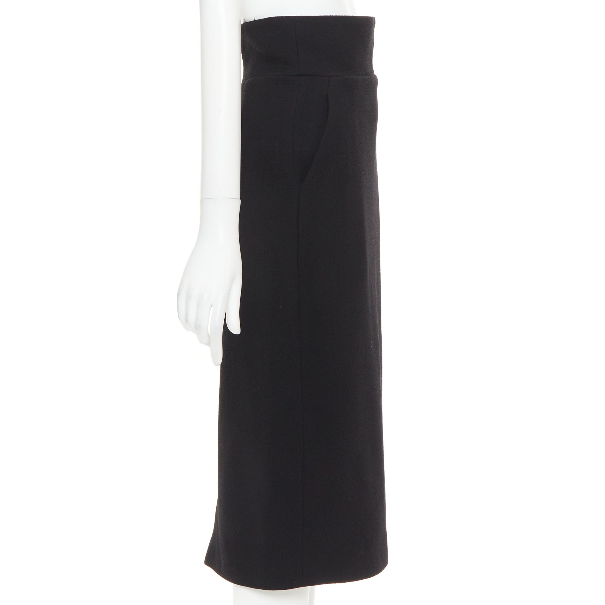 Alexandre Vauthier ALEXANDRE VAUTHIER black wool crepe high waisted back slit pencil skirt Size 25" / US 0 / IT 36 - 4 Thumbnail