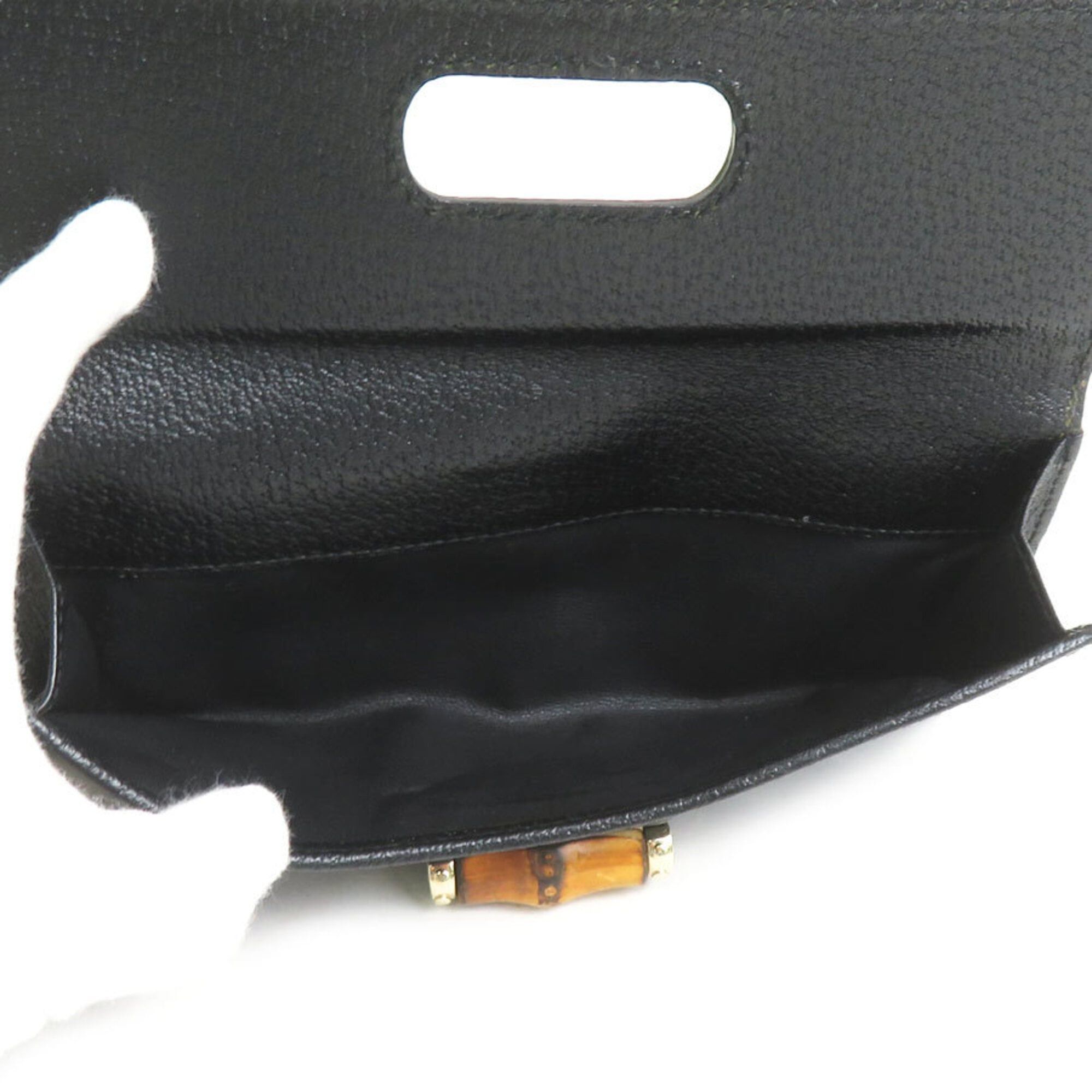 Gucci Gucci Bi-fold Long Wallet Bamboo GG Canvas Leather Black Gold Women's e61741g Size ONE SIZE - 4 Thumbnail