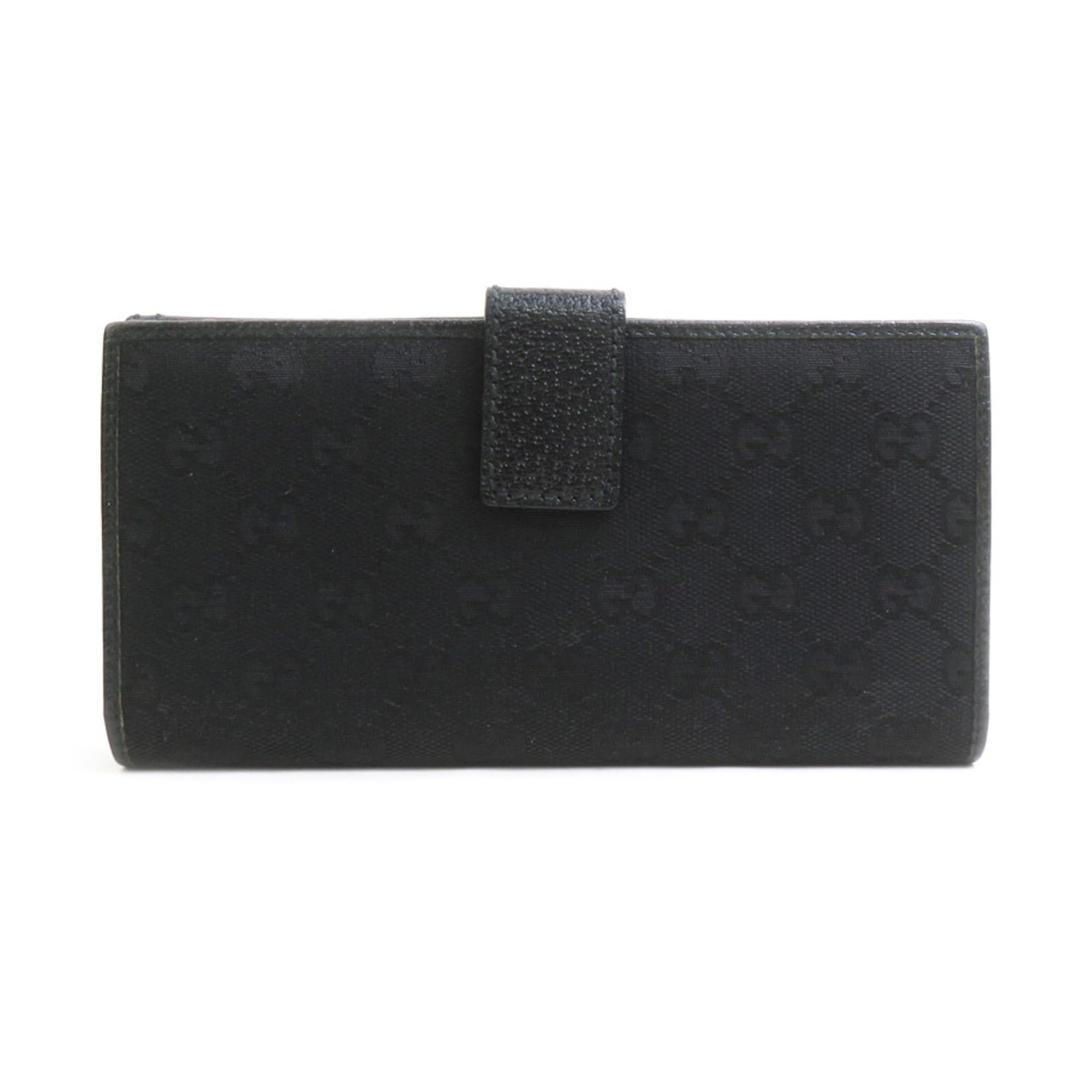 Gucci Gucci Bi-fold Long Wallet Bamboo GG Canvas Leather Black Gold Women's e61741g Size ONE SIZE - 2 Thumbnail