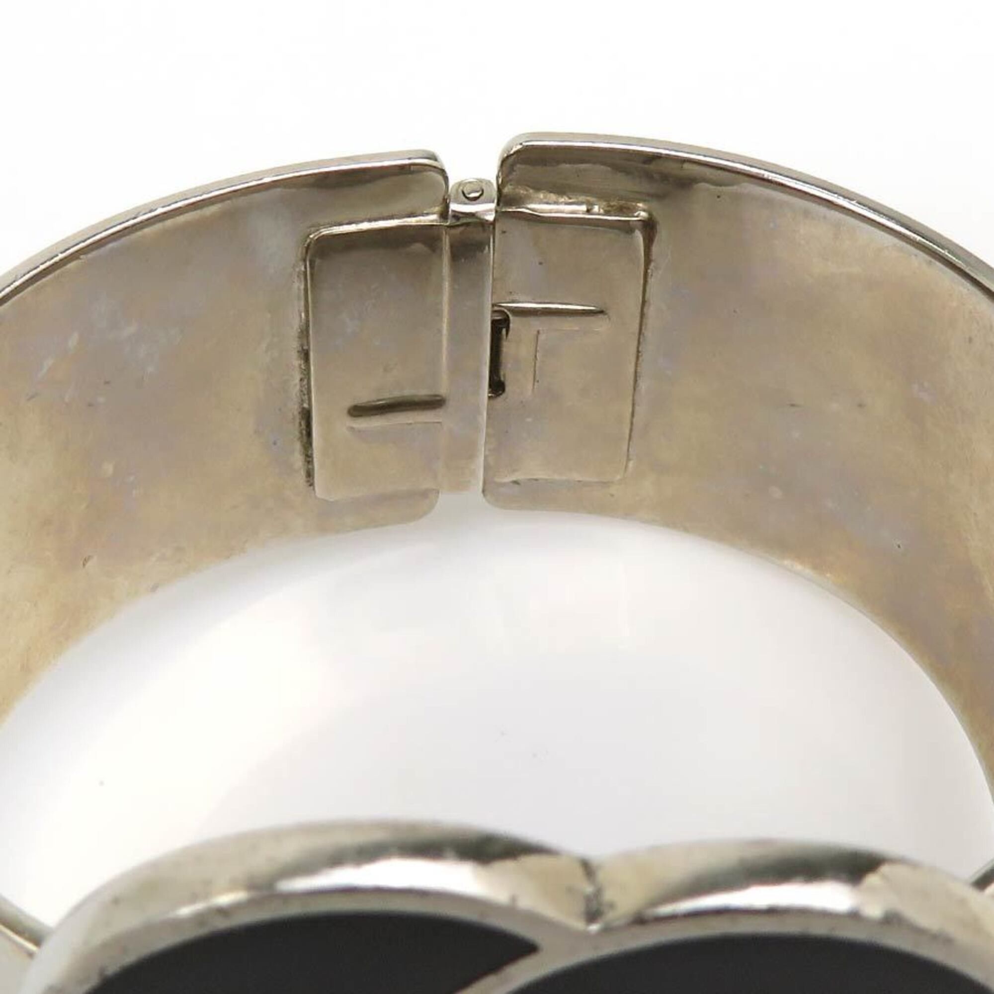 Chanel Chanel Bangle Bracelet Camellia Metal Enamel Silver Black Women's e61755i Size ONE SIZE - 6 Thumbnail