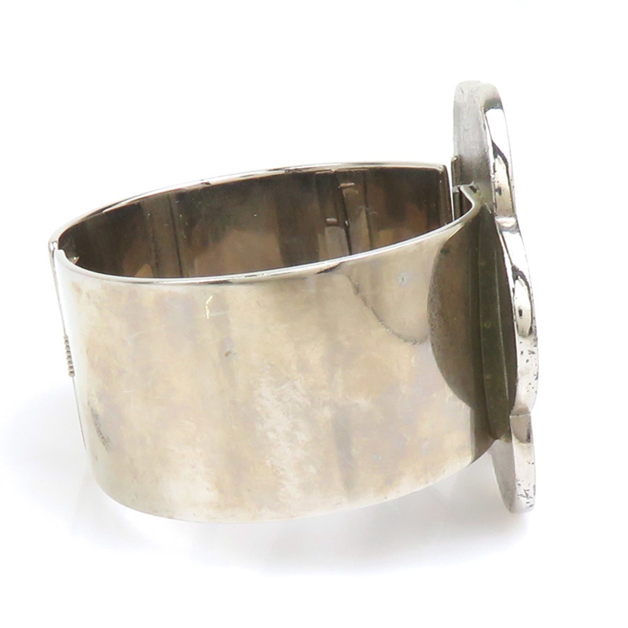 Chanel Chanel Bangle Bracelet Camellia Metal Enamel Silver Black Women's e61755i Size ONE SIZE - 3 Thumbnail