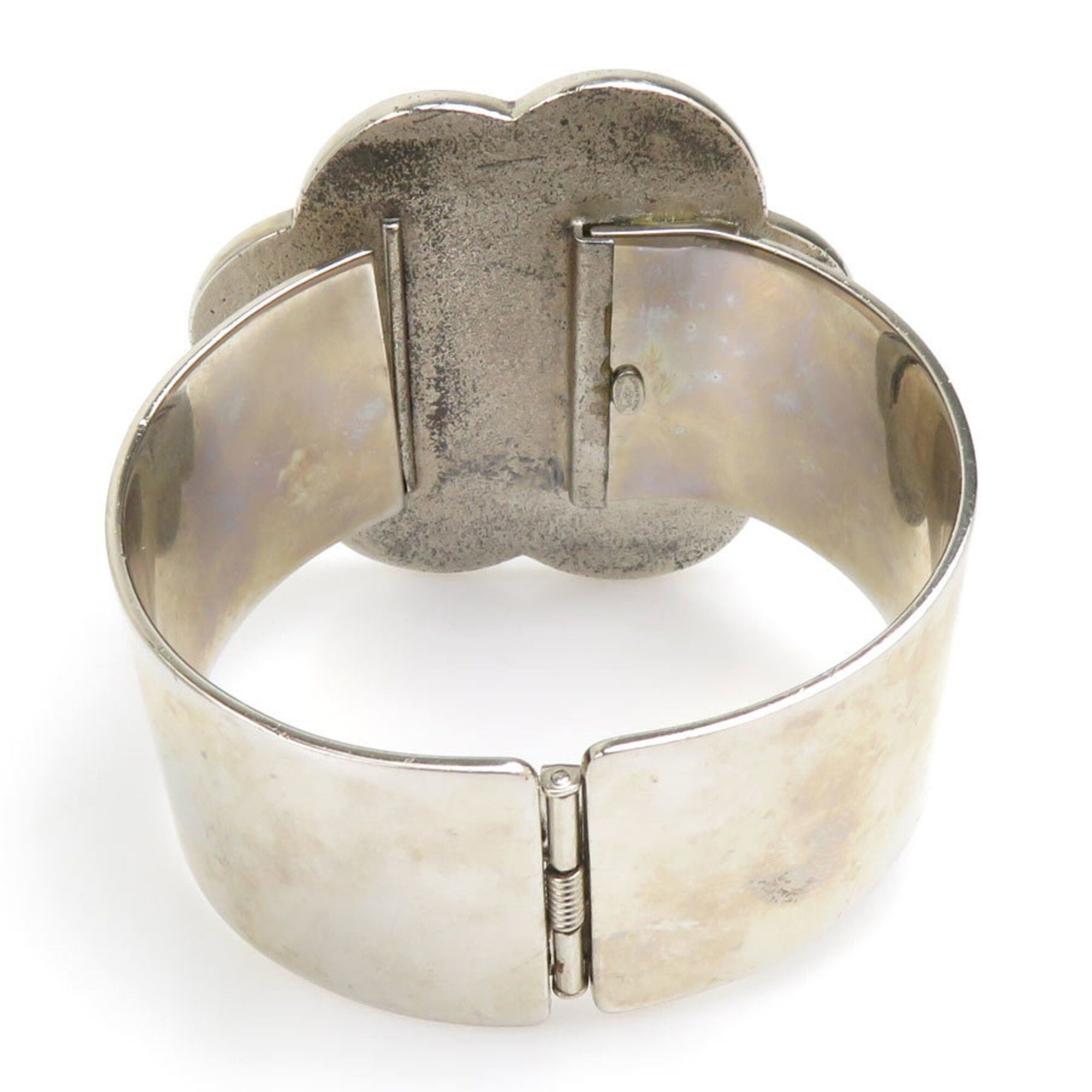 Chanel Chanel Bangle Bracelet Camellia Metal Enamel Silver Black Women's e61755i Size ONE SIZE - 5 Thumbnail