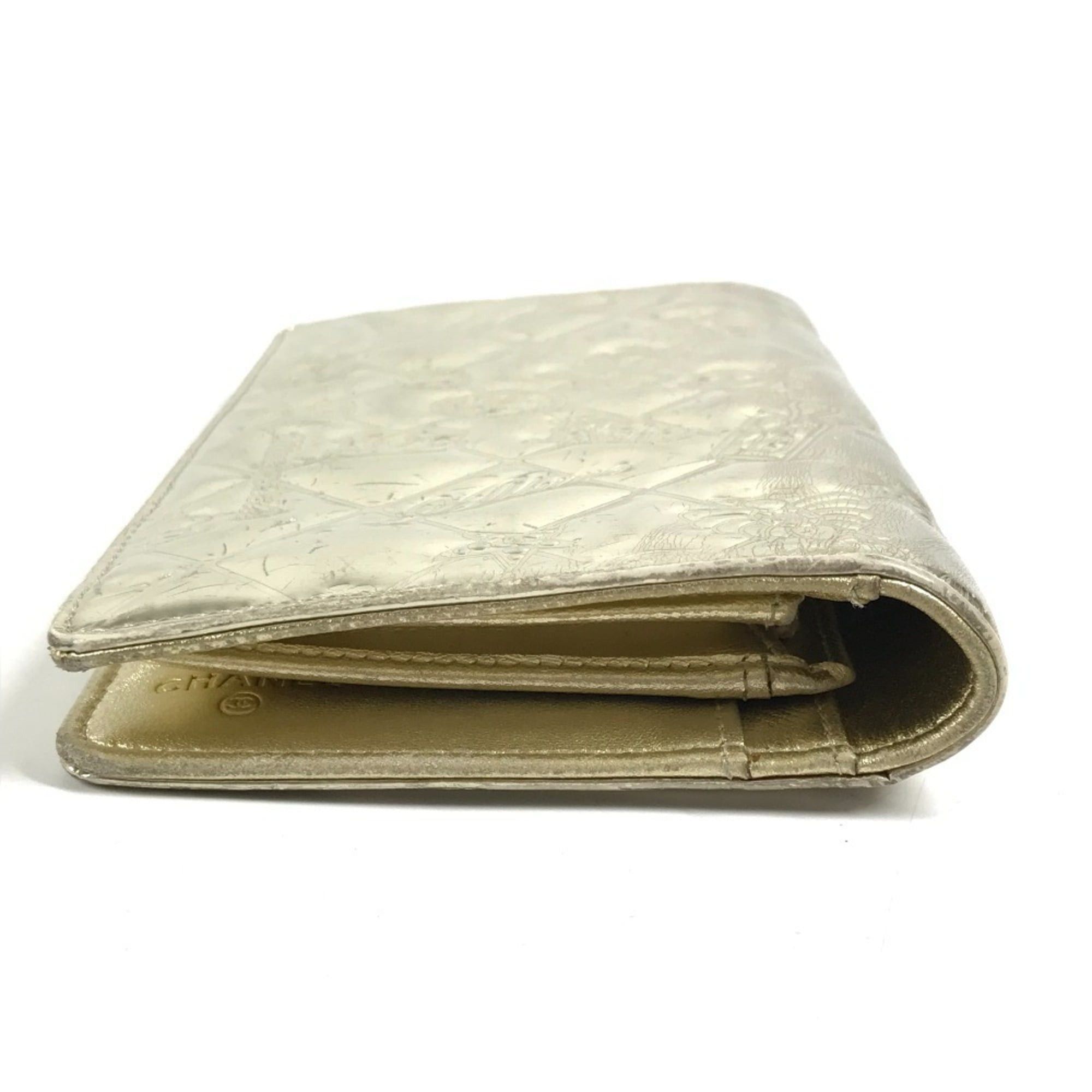 Chanel CHANEL A37151 CC Coco Mark Logo Icon Bi-fold Long Wallet Leather Men's Women's Gold Size ONE SIZE - 4 Thumbnail