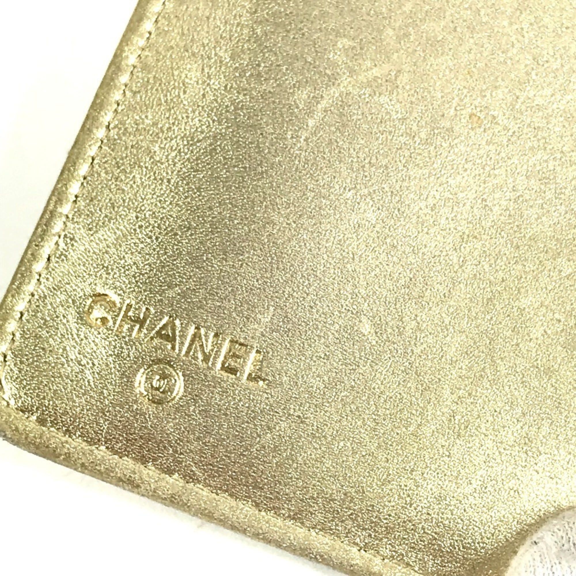 Chanel CHANEL A37151 CC Coco Mark Logo Icon Bi-fold Long Wallet Leather Men's Women's Gold Size ONE SIZE - 10 Thumbnail