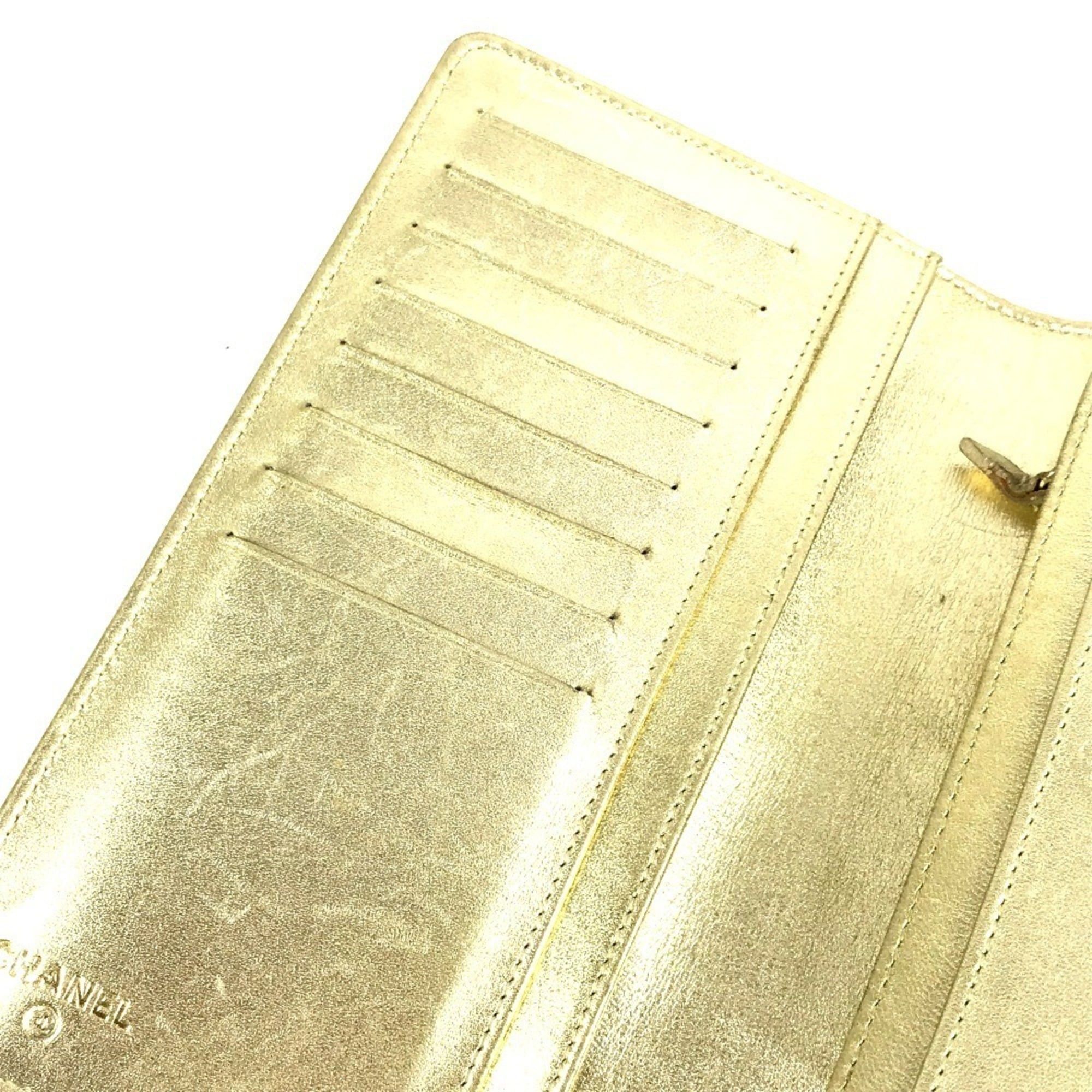 Chanel CHANEL A37151 CC Coco Mark Logo Icon Bi-fold Long Wallet Leather Men's Women's Gold Size ONE SIZE - 11 Thumbnail