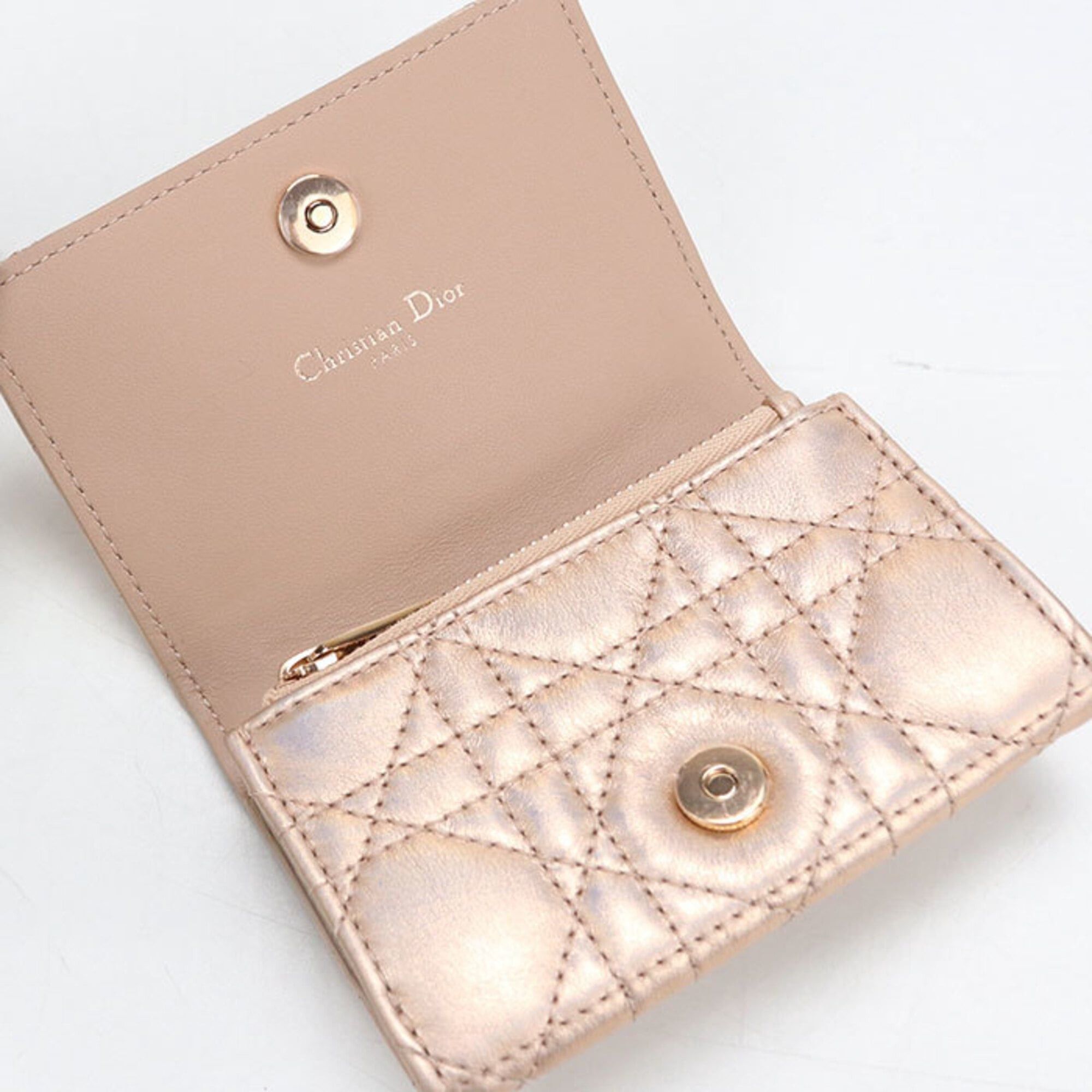 Dior Christian Dior DIOR Dior Bi-fold Wallet Glycine Caro Women's Pink Size ONE SIZE - 7 Thumbnail