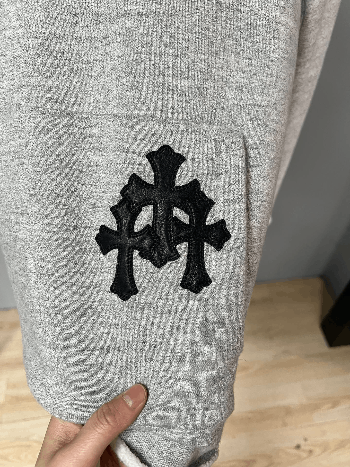 Chrome Hearts Chrome Hearts Gray Leather Patchwork Hoodie Size US S / EU 44-46 / 1 - 3 Thumbnail