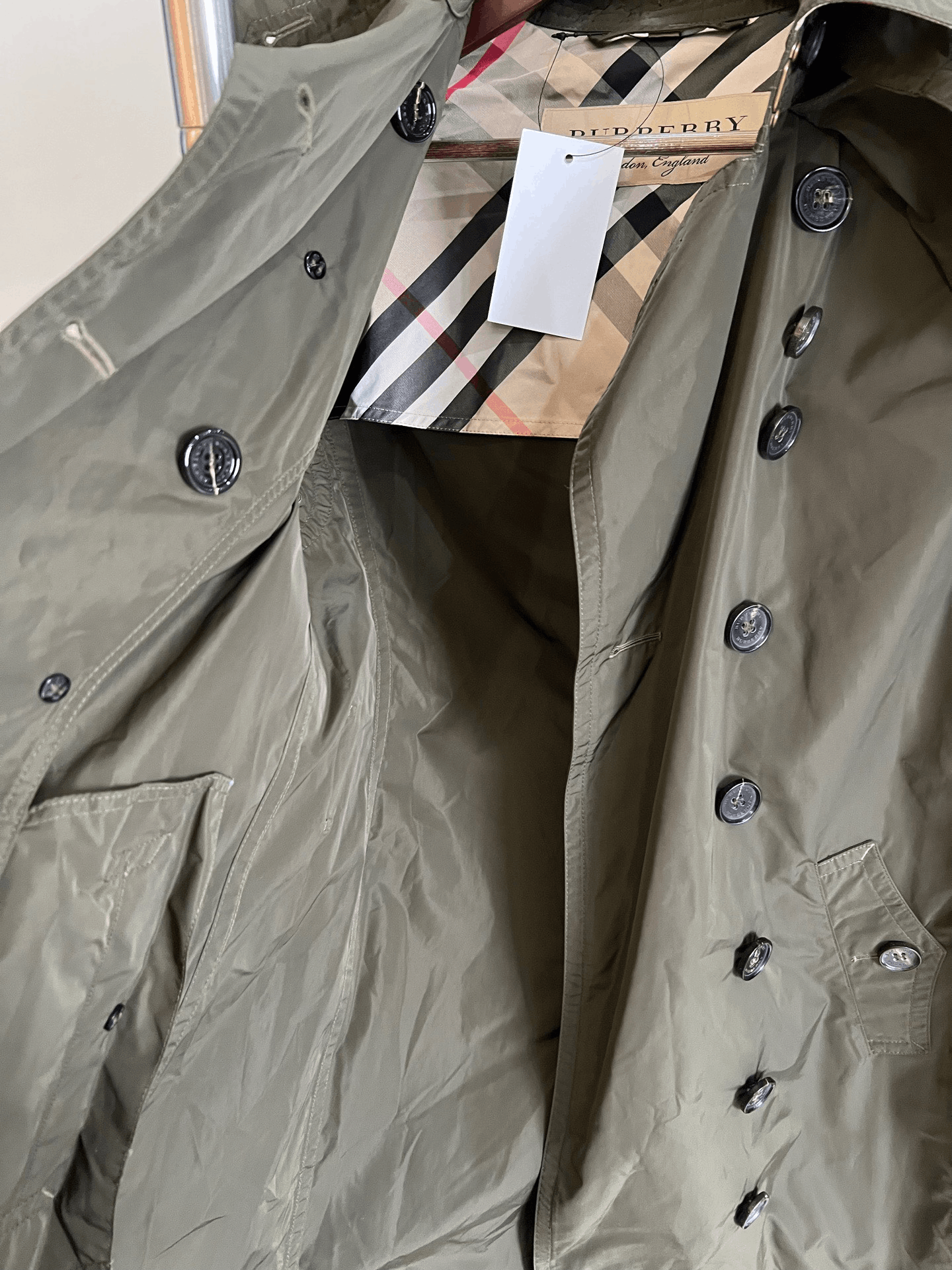 Burberry Burberry Green Check Coat Size S / US 4 / IT 40 - 3 Thumbnail
