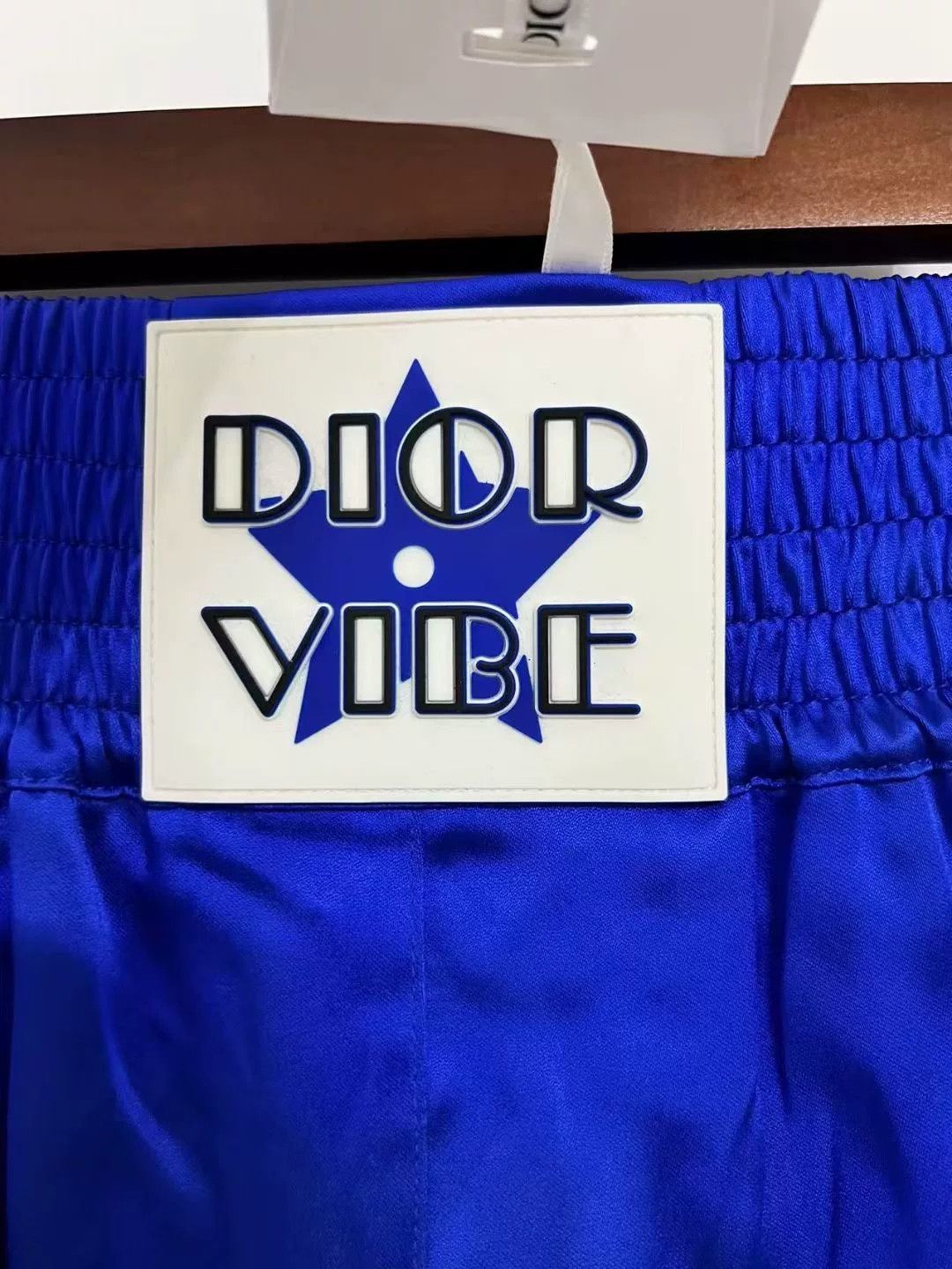 Dior Dior Blue Printed Logo High-Waist Shorts Size 22" - 2 Thumbnail