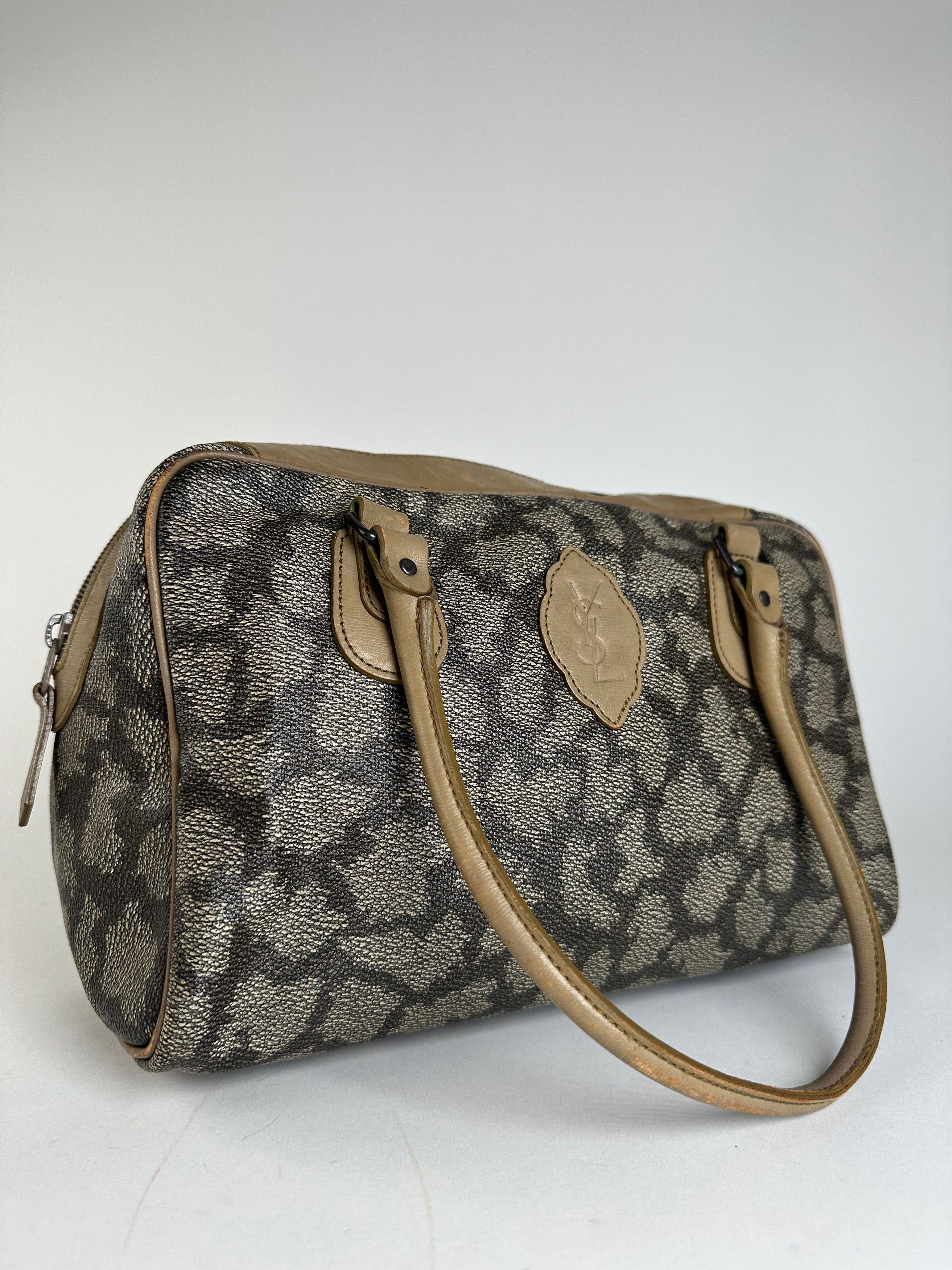 Other Vintage Yves Saint Laurent Stone Emblossed Leather Boston Ba Size ONE SIZE - 8 Thumbnail