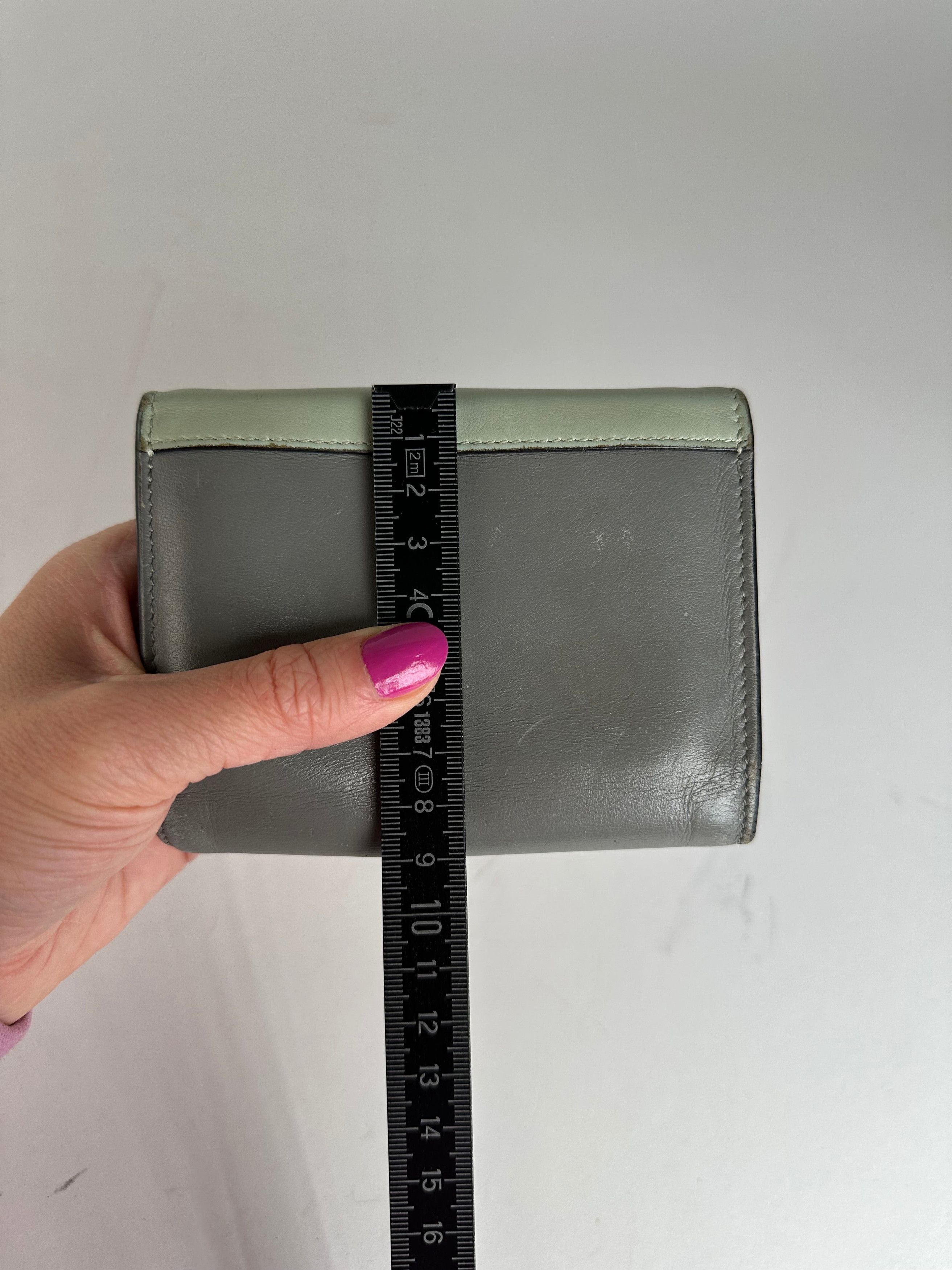 Celine Vintage Paris Envelope Card Holder Green Grey White Size ONE SIZE - 9 Thumbnail