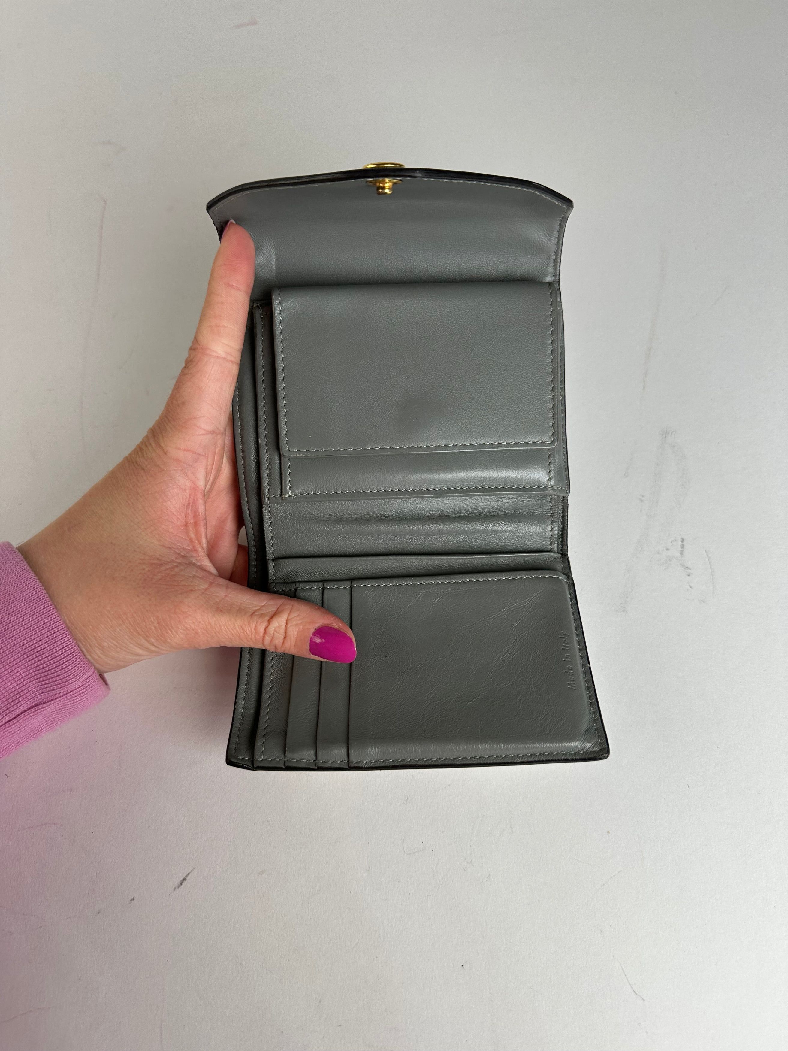 Celine Vintage Paris Envelope Card Holder Green Grey White Size ONE SIZE - 3 Thumbnail