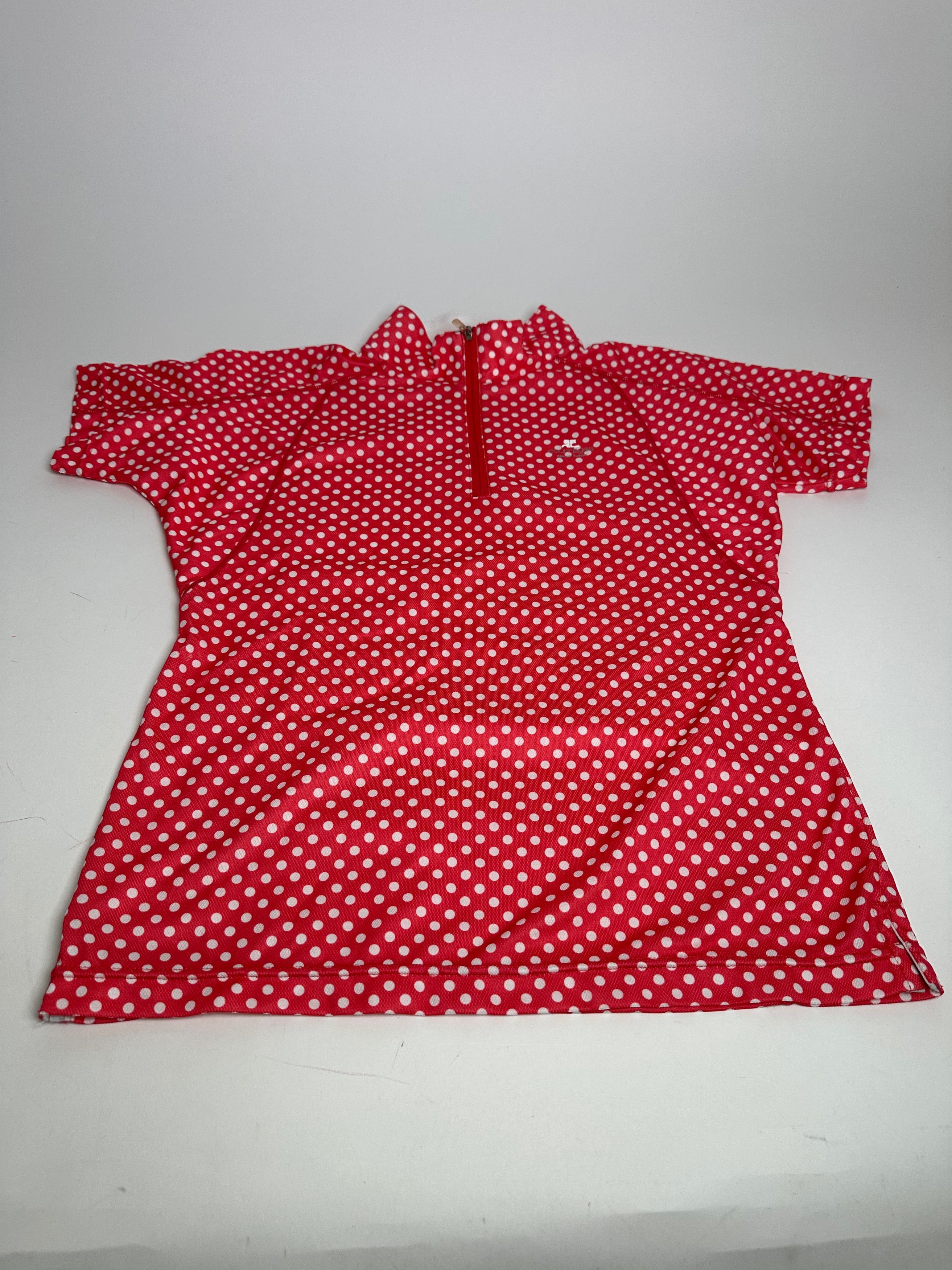 Courreges Vintage Polka Dot Polo Shirt Red White M Size S / US 4 / IT 40 - 6 Thumbnail