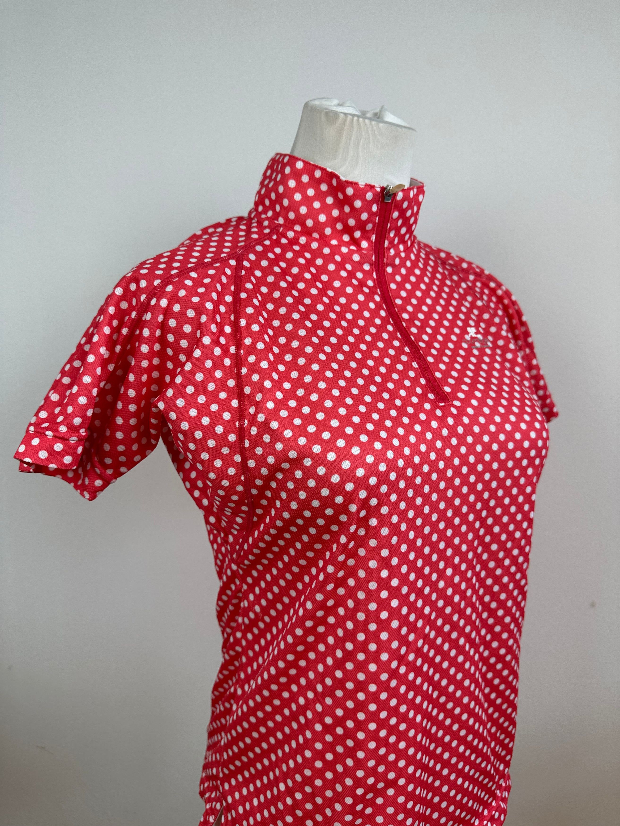 Courreges Vintage Polka Dot Polo Shirt Red White M Size S / US 4 / IT 40 - 5 Thumbnail