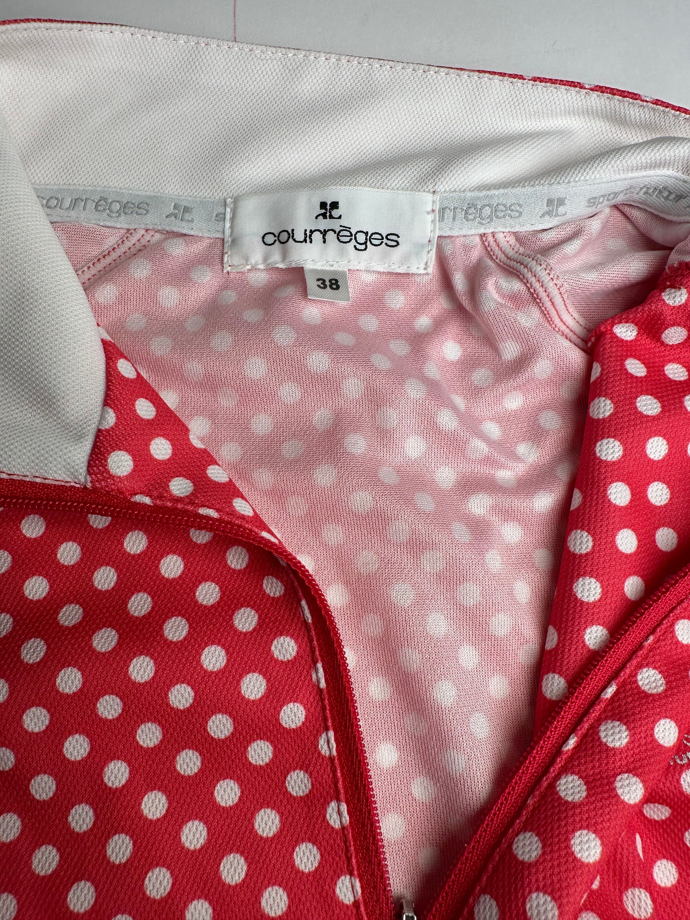 Courreges Vintage Polka Dot Polo Shirt Red White M Size S / US 4 / IT 40 - 8 Thumbnail