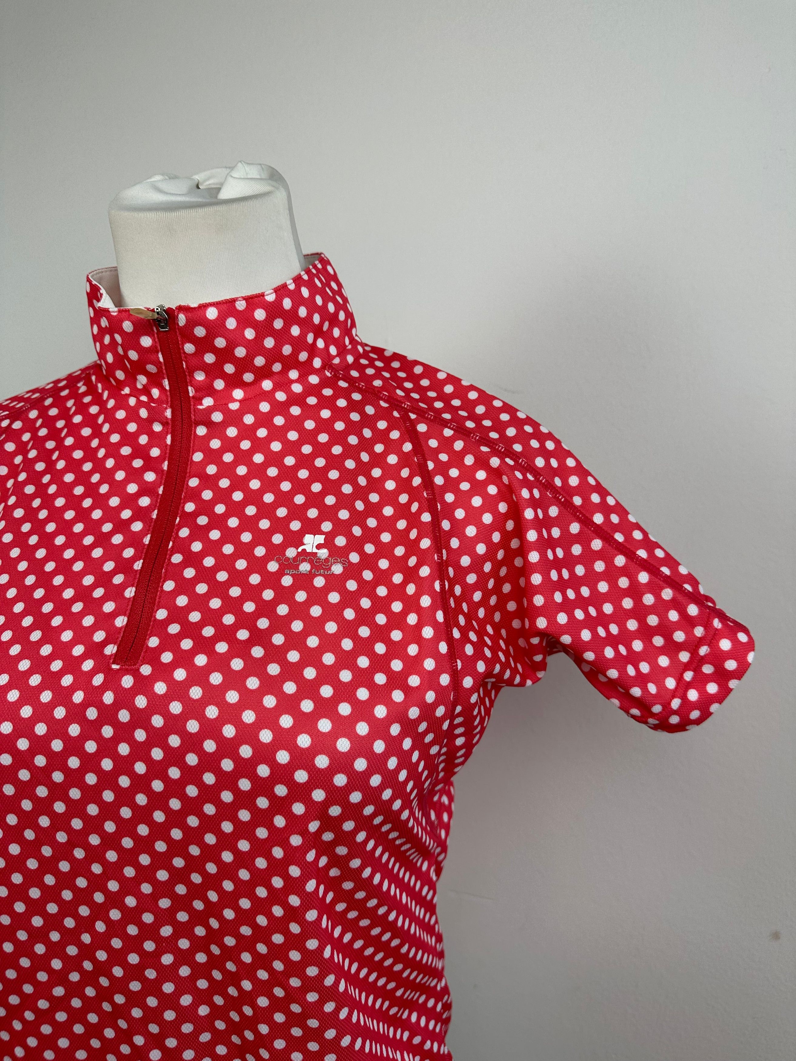 Courreges Vintage Polka Dot Polo Shirt Red White M Size S / US 4 / IT 40 - 14 Thumbnail