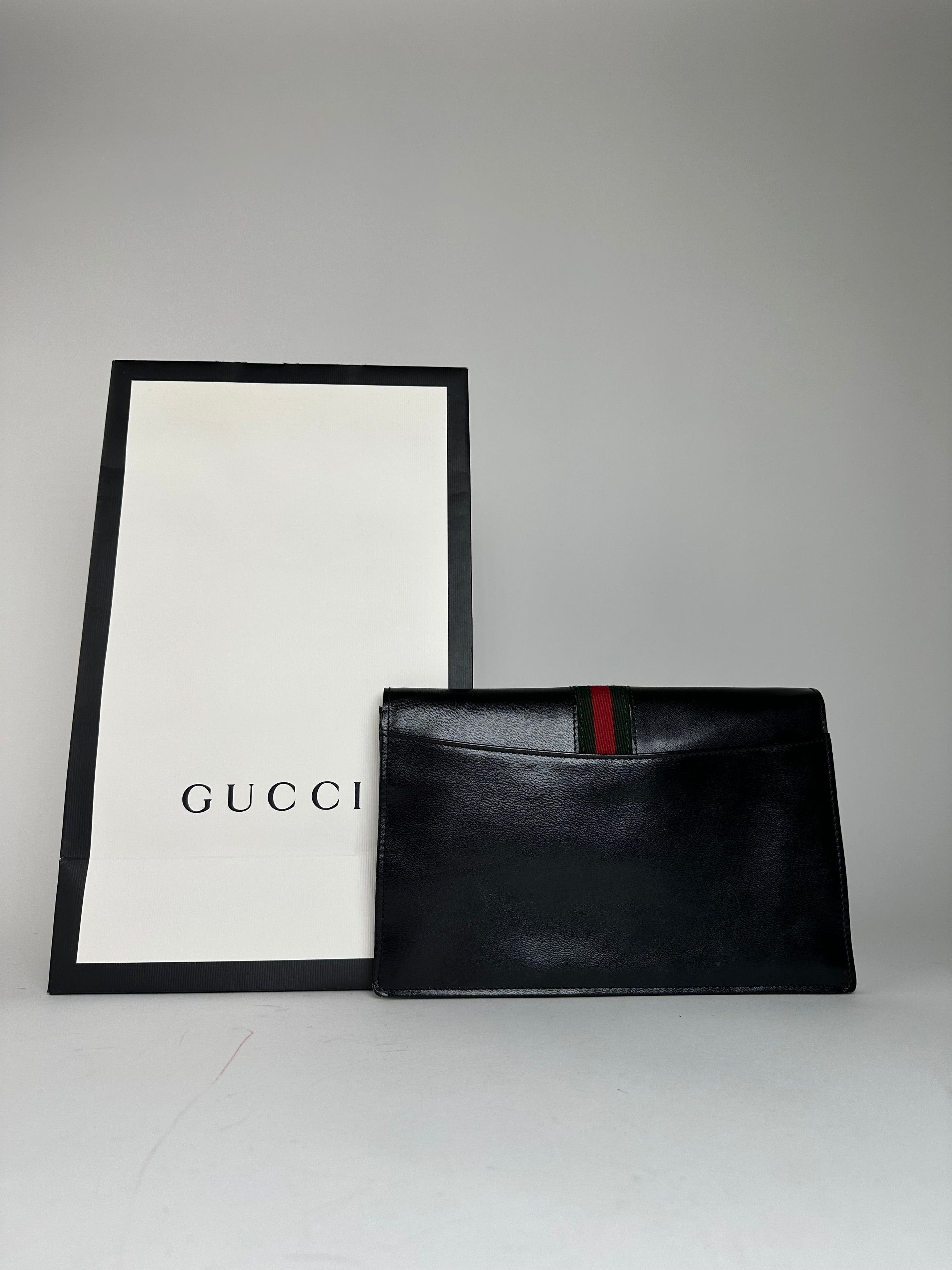 Gucci Vintage Leather Clutch Black Size ONE SIZE - 2 Thumbnail